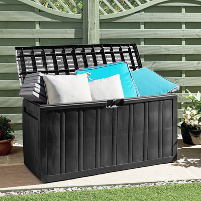 Ram Quality Products Outdoor Backyard Patio Storage Deck Box, 71 Gallon, Gray