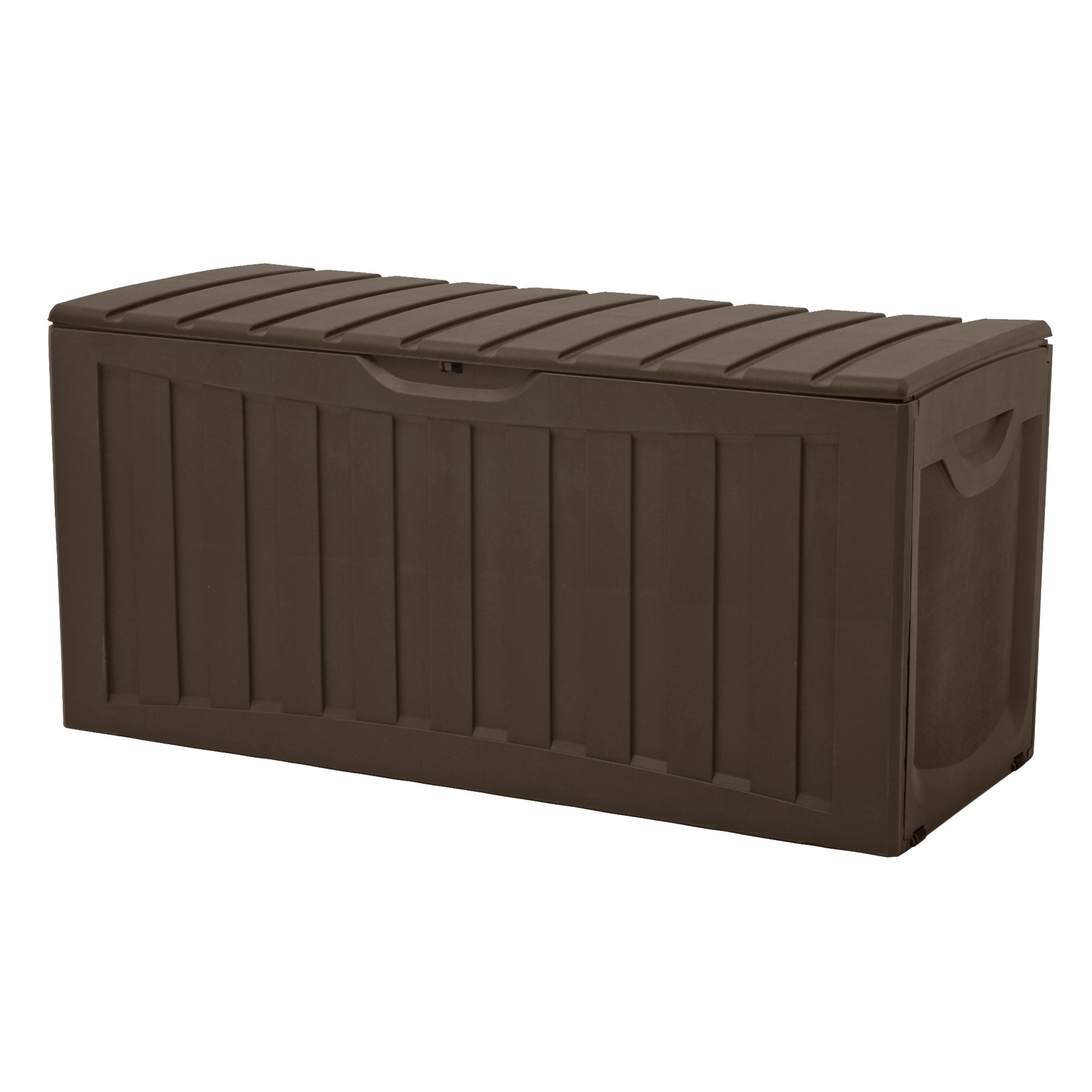 Plastic 90 Gal Outdoor Locking Storage Bin Deck Box, Brown (Used) - VMInnovations