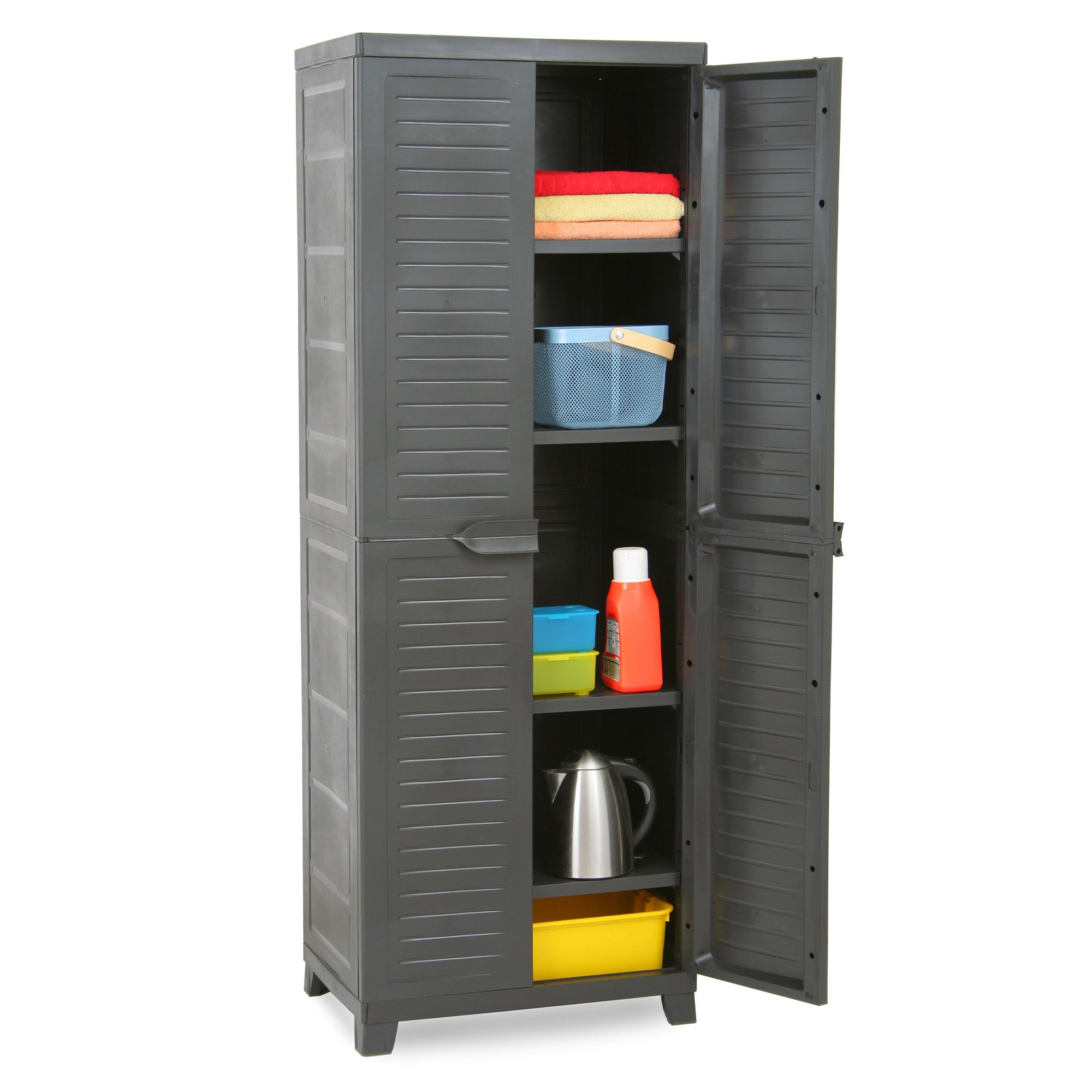 ELITE Adjustable 4 Shelf Storage Utility Cabinet, Dark Gray (Used) - VMInnovations