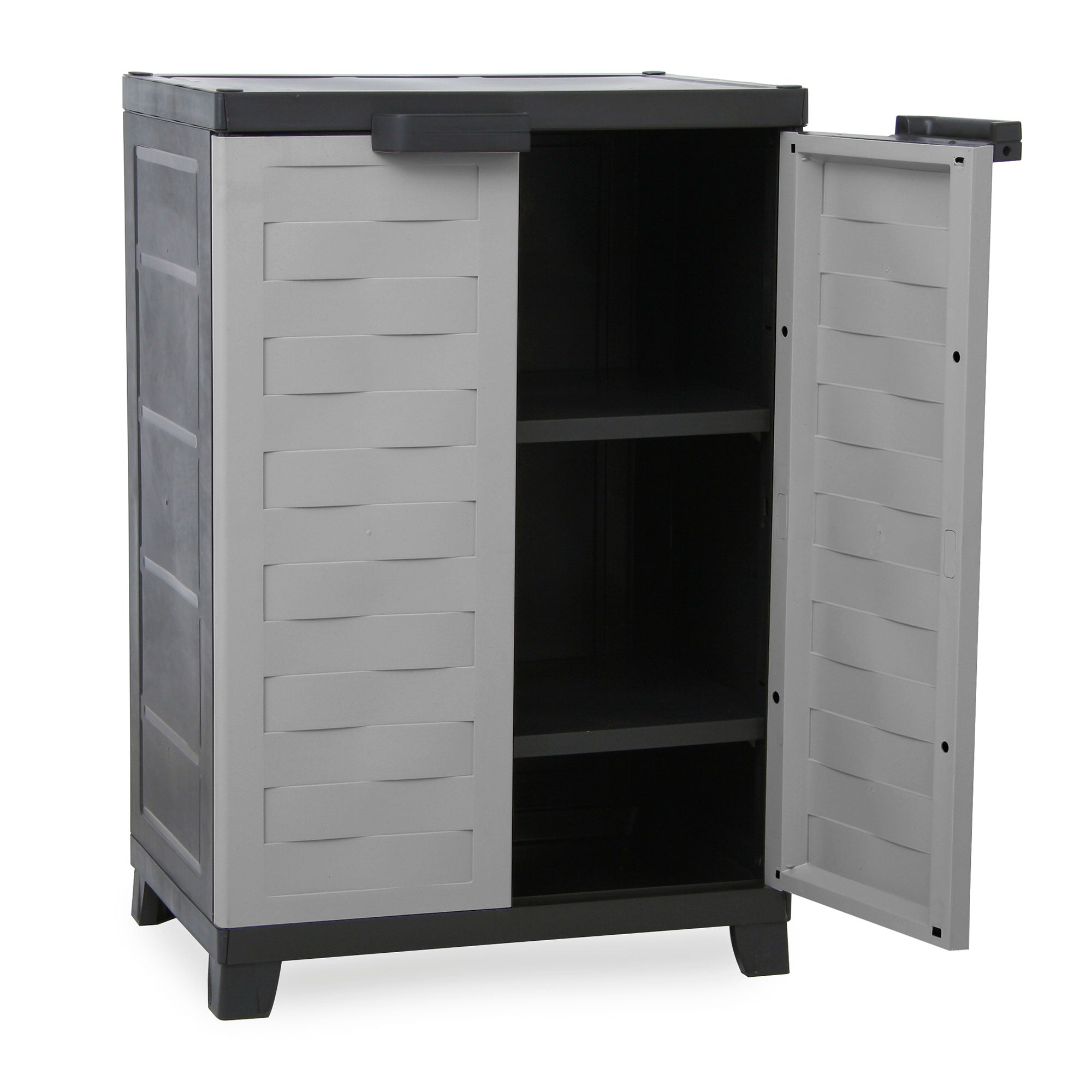 RAM Quality Products PREMIUM Utility 2 Shelf Lockable Storage Cabinet, Gray - VMInnovations