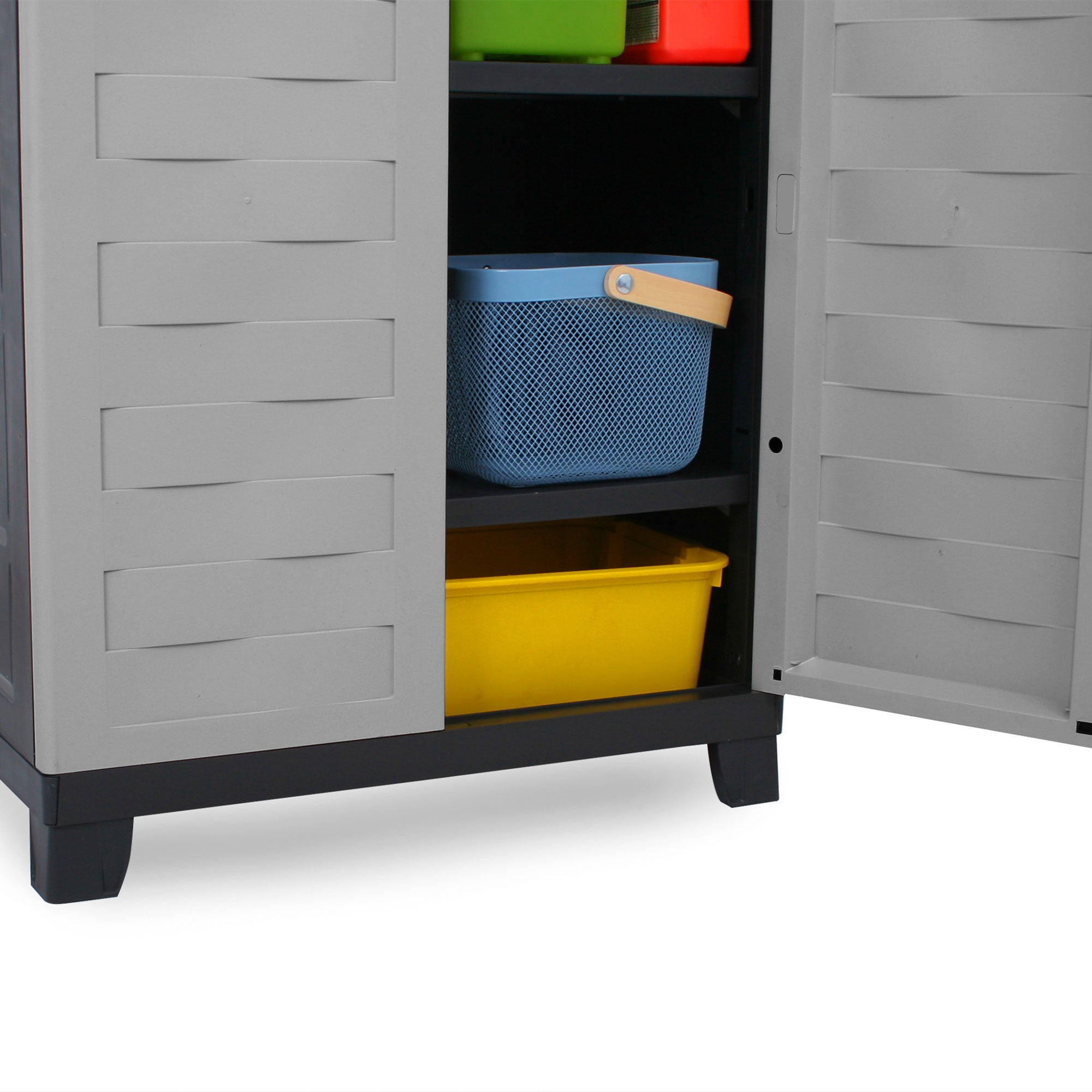 RAM Quality Products PREMIUM Utility 2 Shelf Lockable Storage Cabinet, Gray - VMInnovations