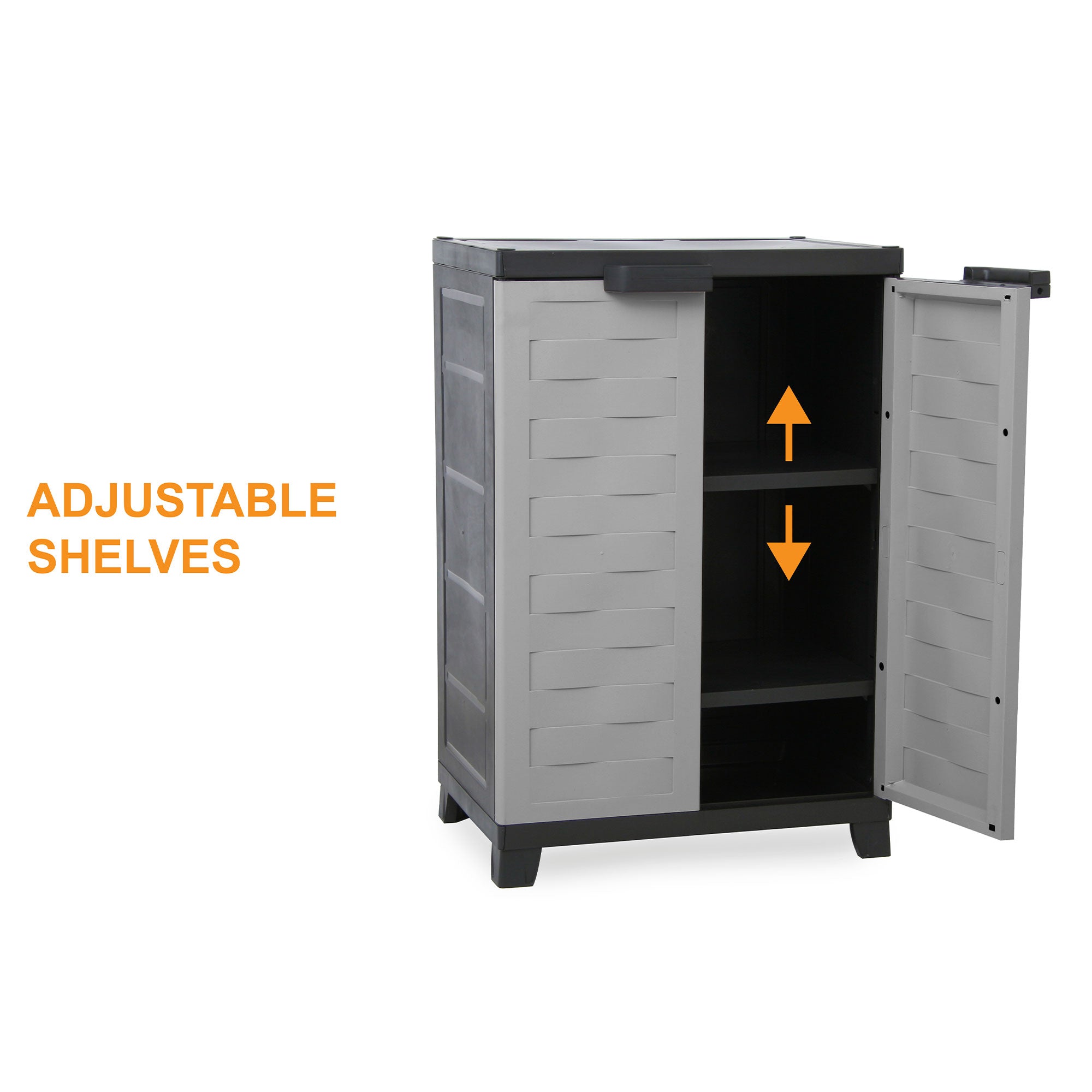 RAM Quality Products PREMIUM Utility 2 Shelf Lockable Storage Cabinet, Gray - VMInnovations