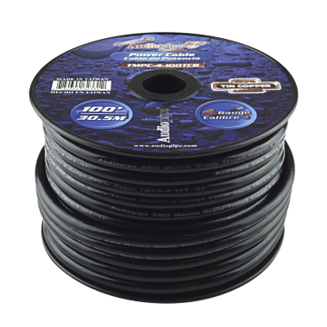 Audiopipe TMPC-4-100TCB Marine Grade 4 Gauge Tinned Copper Wire, 100 Feet, Black - VMInnovations