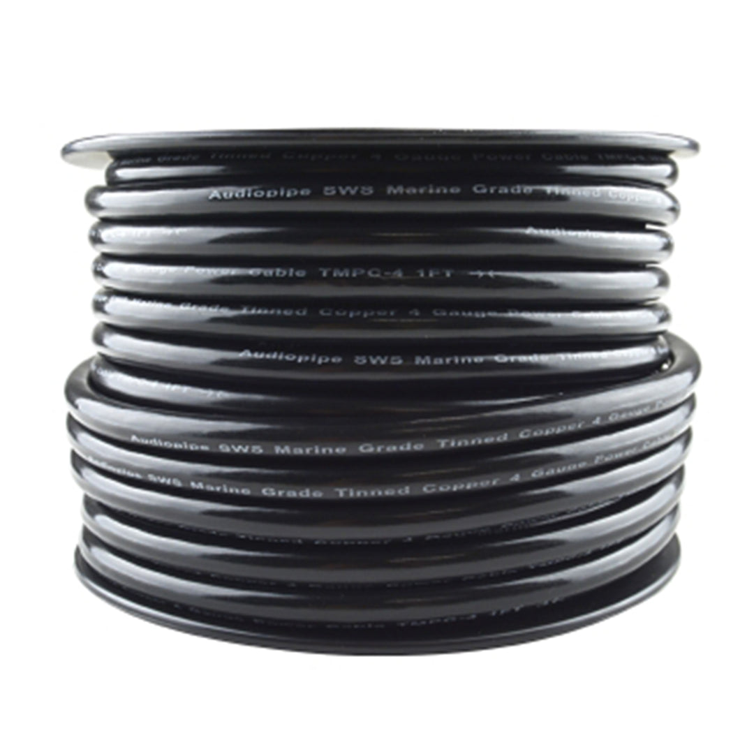 Audiopipe TMPC-4-100TCB Marine Grade 4 Gauge Tinned Copper Wire, 100 Feet, Black - VMInnovations
