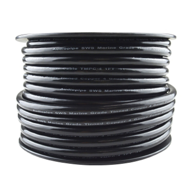 Audiopipe TMPC-4-100TCB Marine Grade 4 Gauge Tinned Copper Wire, 100 Feet, Black - VMInnovations