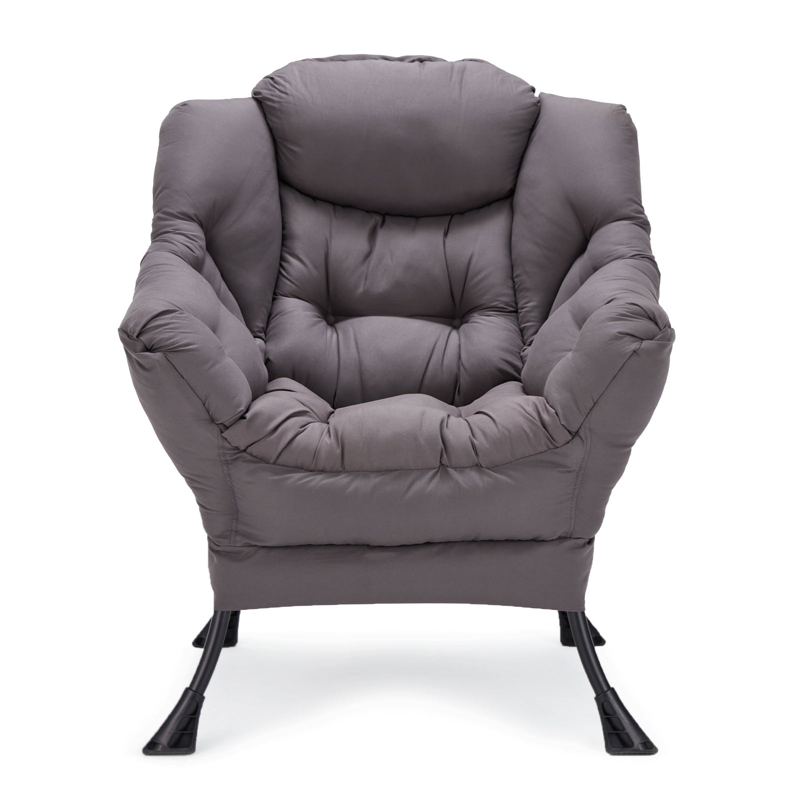 JOMEED Modern Plush Fabric Lazy Accent Chair with Armrests and Side Pocket, Grey - VMInnovations