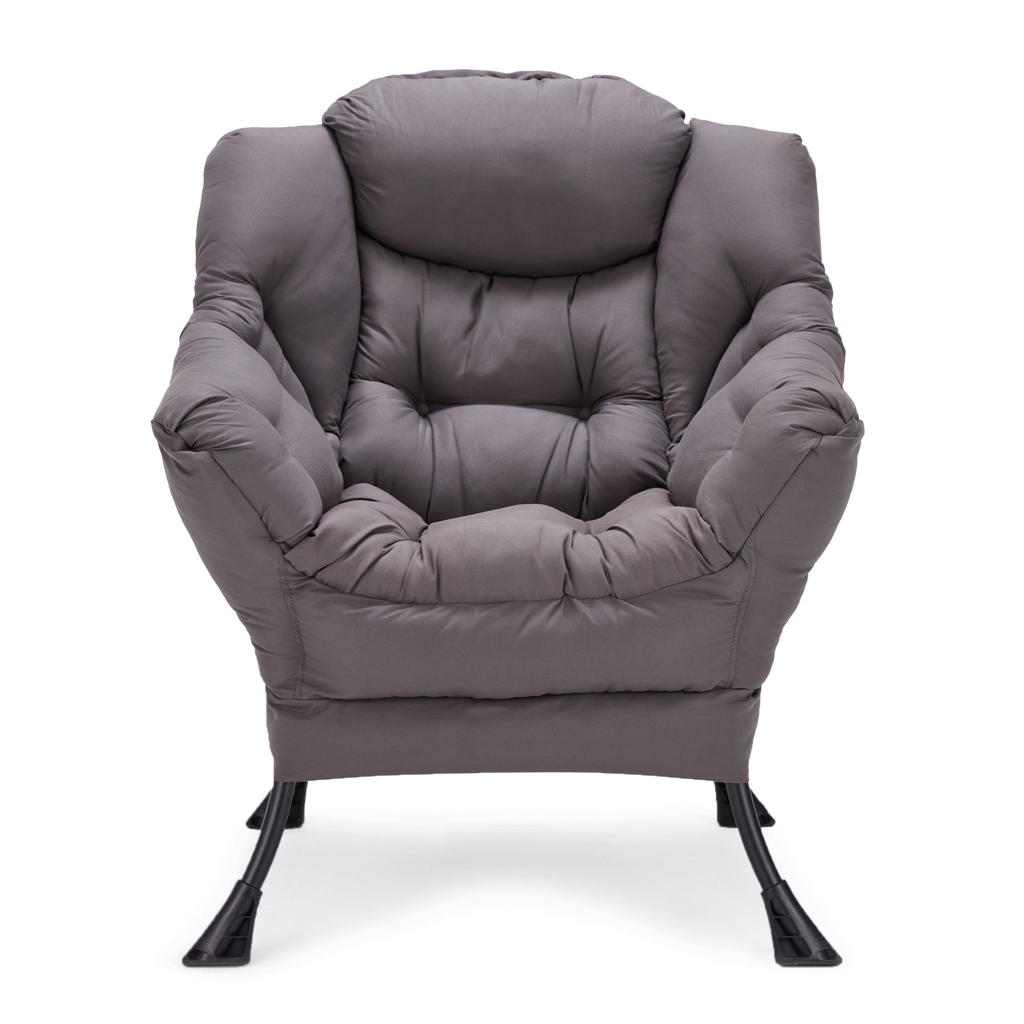 JOMEED Modern Plush Fabric Lazy Accent Chair with Armrests and Side Pocket, Grey - VMInnovations