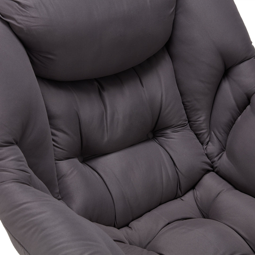 JOMEED Modern Plush Fabric Lazy Accent Chair with Armrests and Side Pocket, Grey - VMInnovations