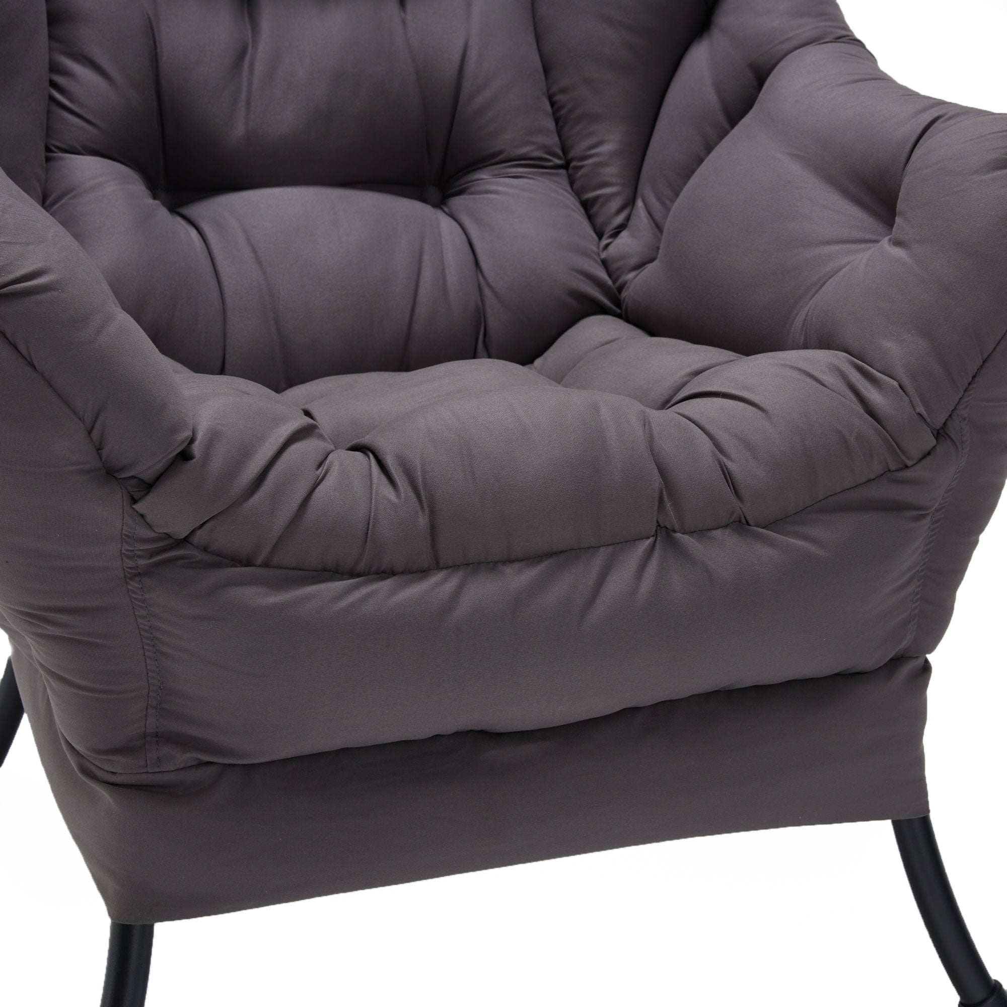 JOMEED Modern Plush Fabric Lazy Accent Chair with Armrests and Side Pocket, Grey - VMInnovations