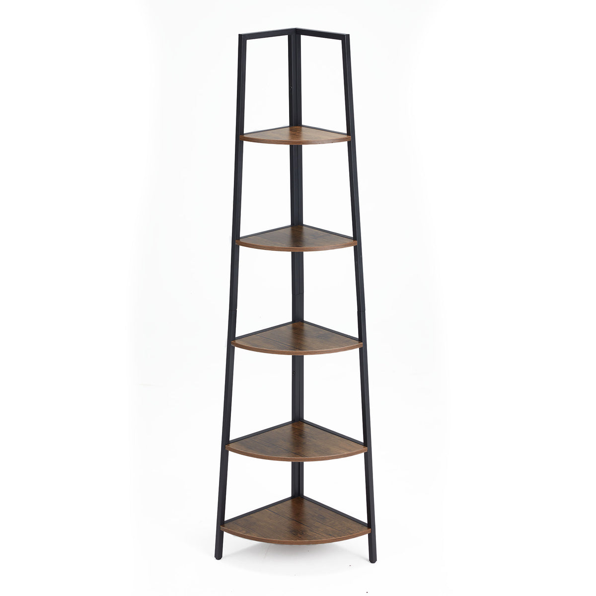 JOMEED 5 Shelf Corner Etagere Ladder Corner Bookcase, Black and Brown (Open Box) - VMInnovations