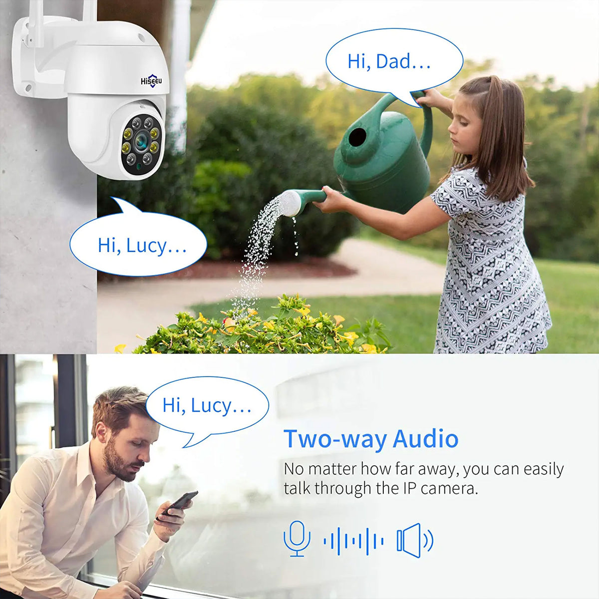 Hiseeu 3MP Outdoor Wireless Security Camera with HD Lens and Color Night Vision