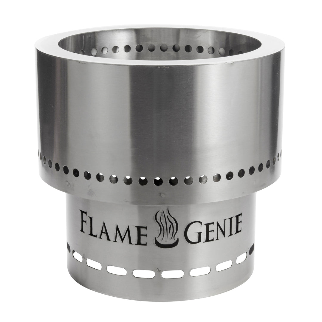 Flame Genie FG-16-SS 13.5 Inch Smoke Free Outdoor Fire Pit with Ash Pan, Steel - VMInnovations