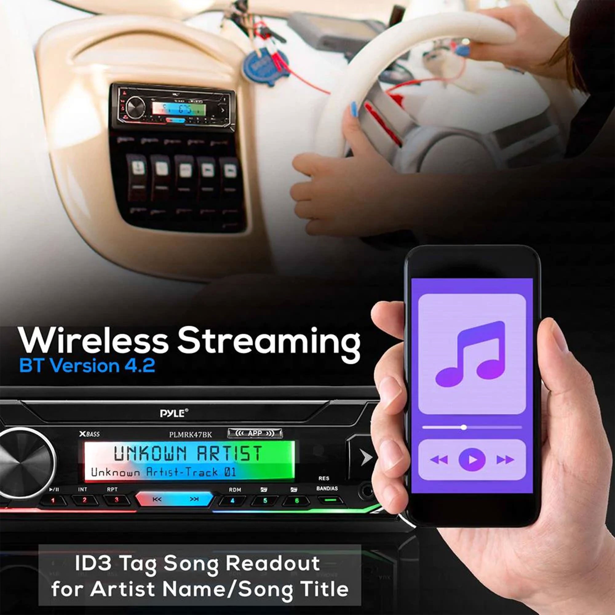 Pyle 300 Watt Bluetooth Marine Stereo Receiver & Speaker Kit with Remote Control - VMInnovations
