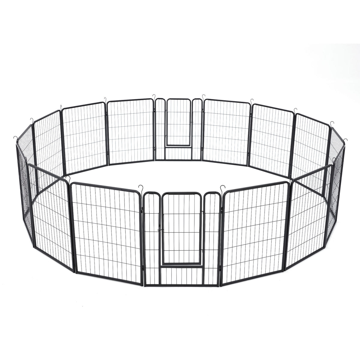 JOMEED Indoor and Outdoor 16-Panel, 31" High Dog Pet Playpen with Doors, Black
