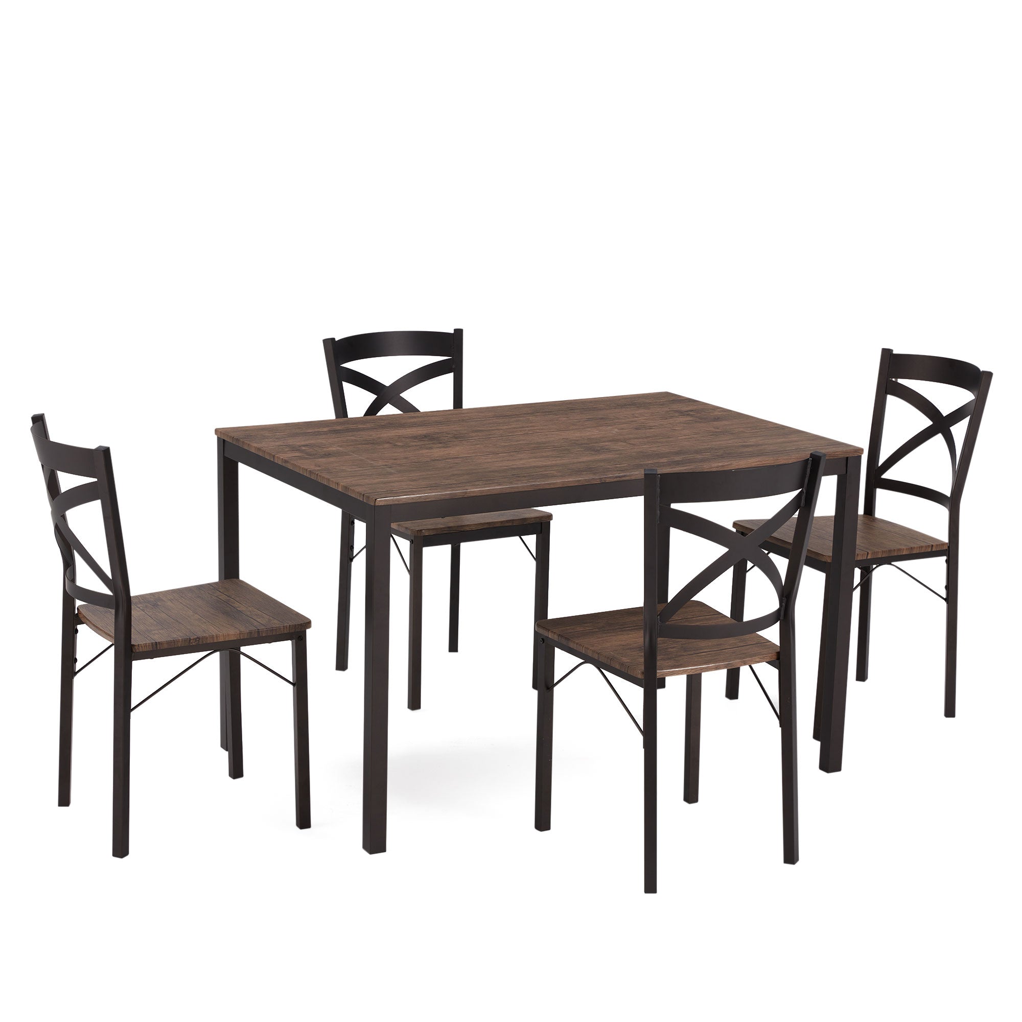 JOMEED 5 Piece Metal Kitchen Dining Table and Chairs Set, Brown/Black (Open Box) - VMInnovations