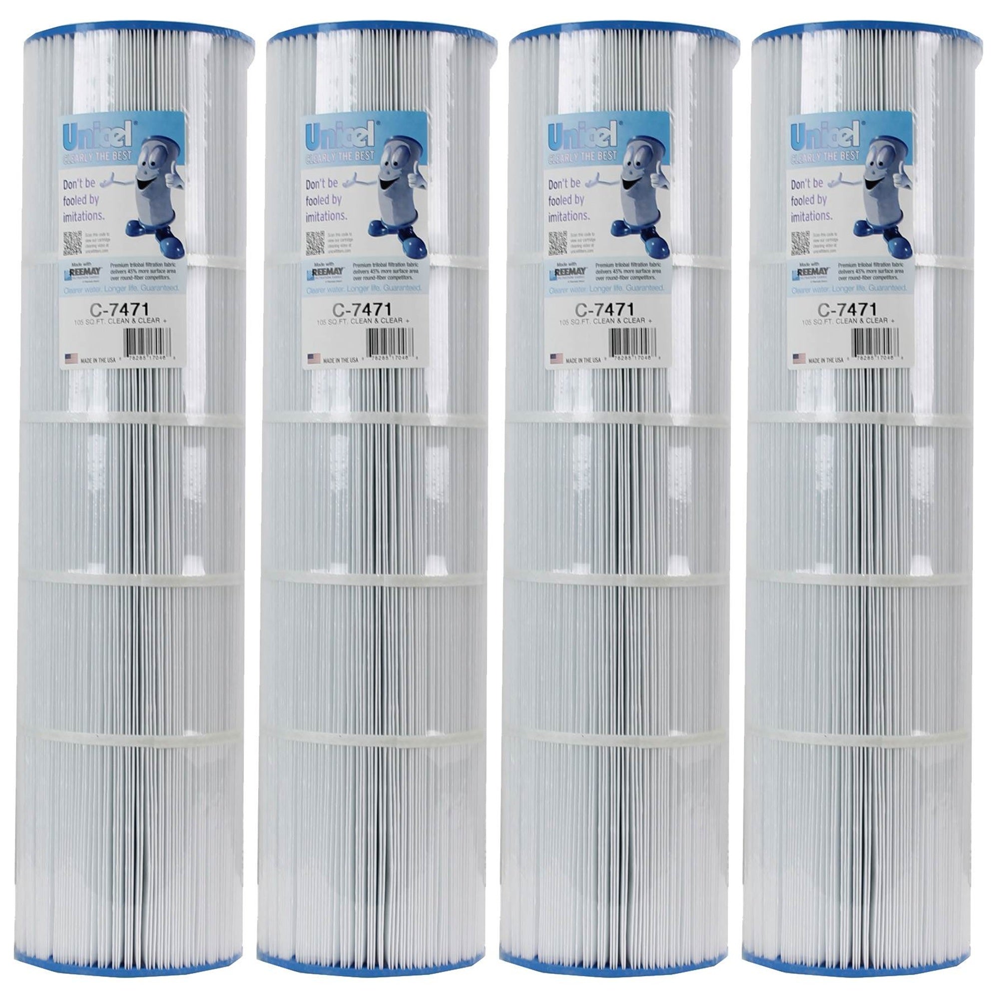Unicel C-7471 Replacement 105 Sq Ft Pool Filter Cartridge, 168 Pleats (4 Pack)
