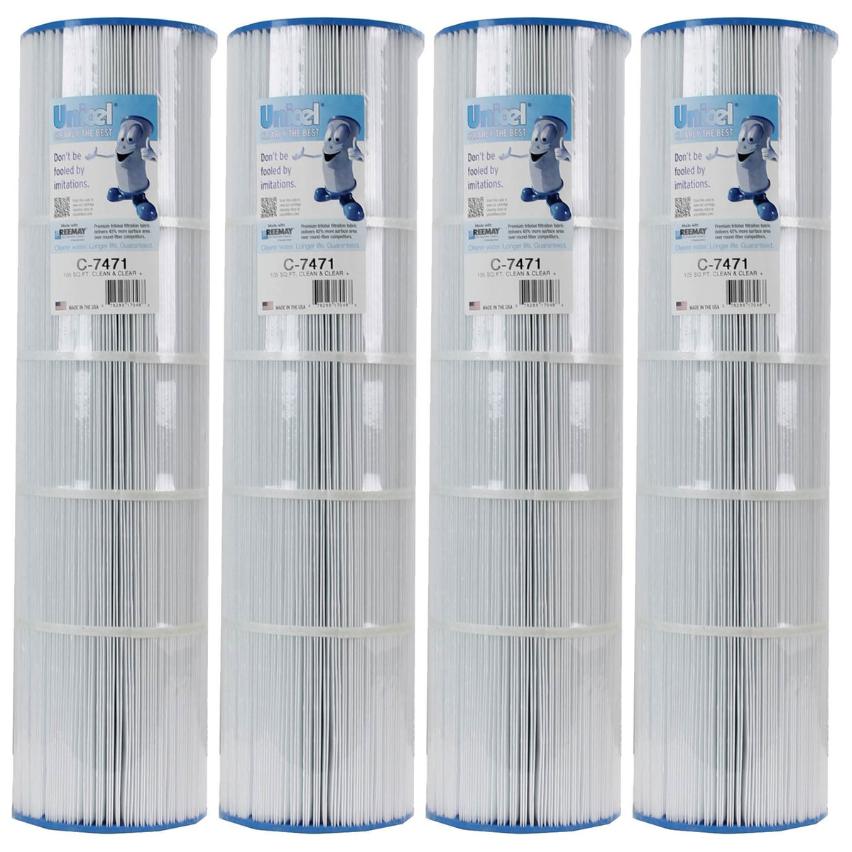 Unicel C-7471 Replacement 105 Sq Ft Pool Filter Cartridge, 168 Pleats (4 Pack)