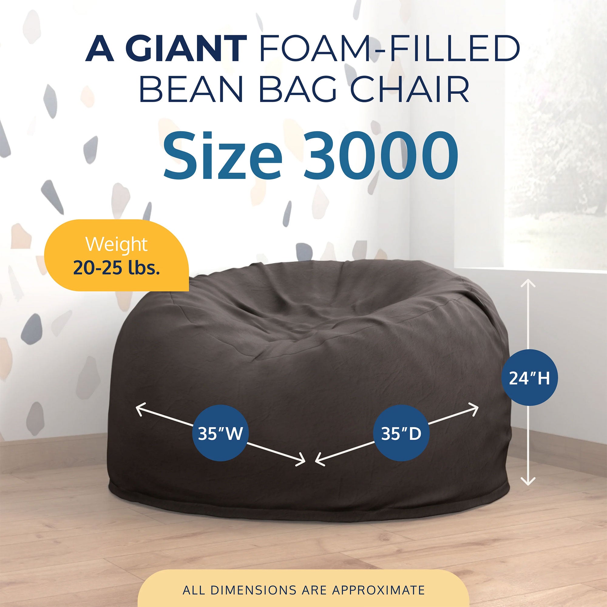 Ultimate Sack 3ft Bean Bag Chair, Oversized Indoor Comfy Lounger, Grey Suede