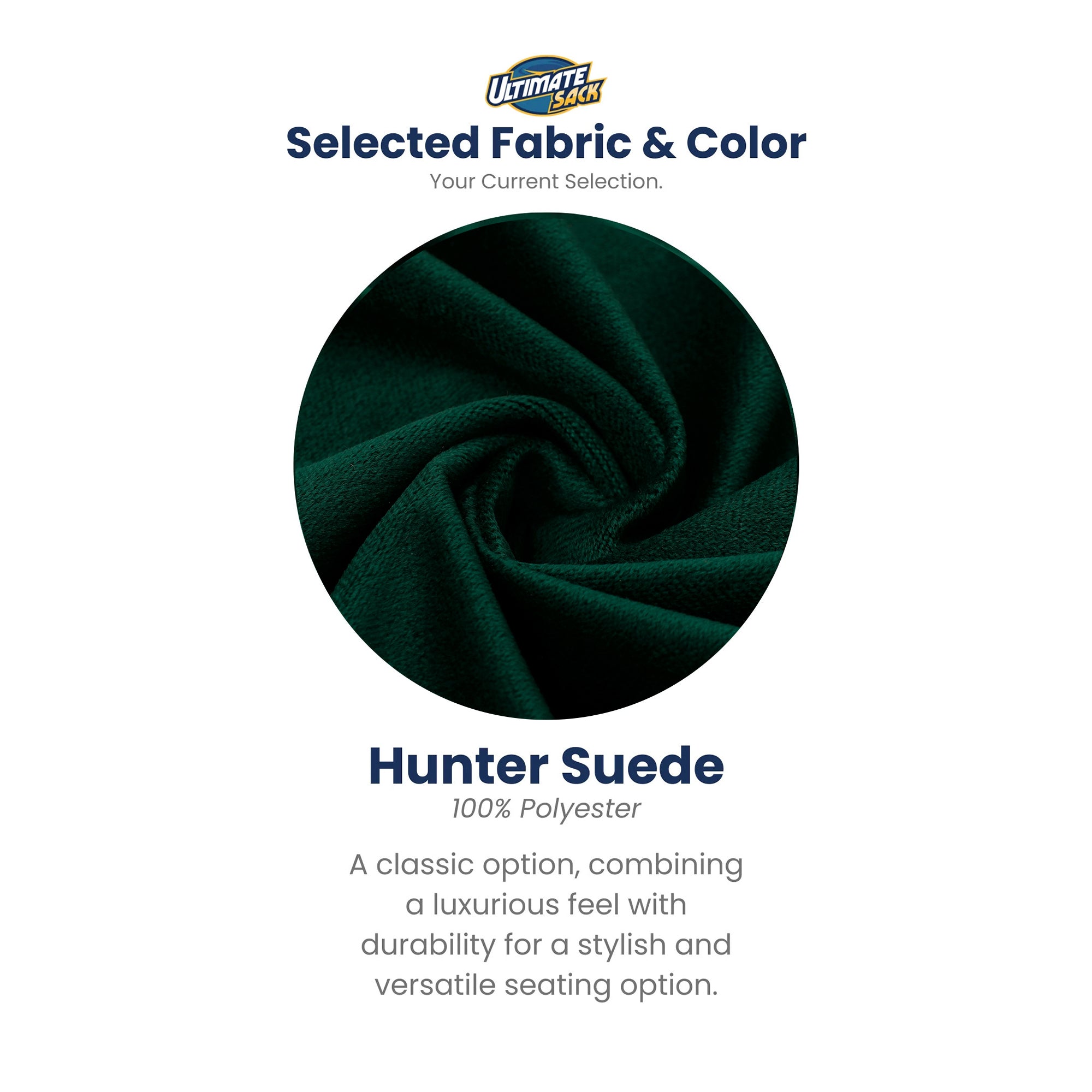 Ultimate Sack 3ft Bean Bag Chair, Oversized Indoor Comfy Lounger, Hunter Suede - VMInnovations