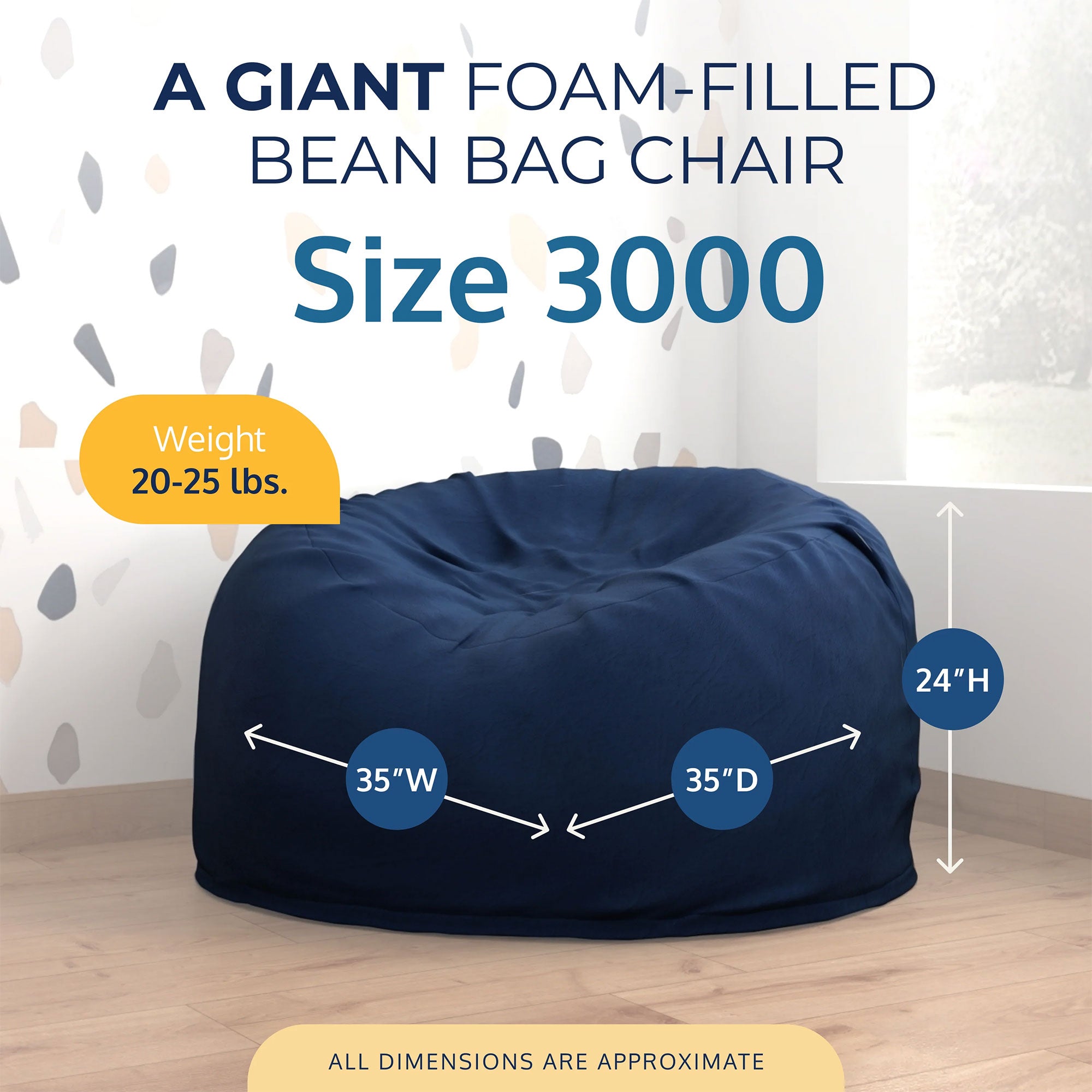 Ultimate Sack 3ft Bean Bag Chair, Oversized Indoor Comfy Lounger (Open Box) - VMInnovations