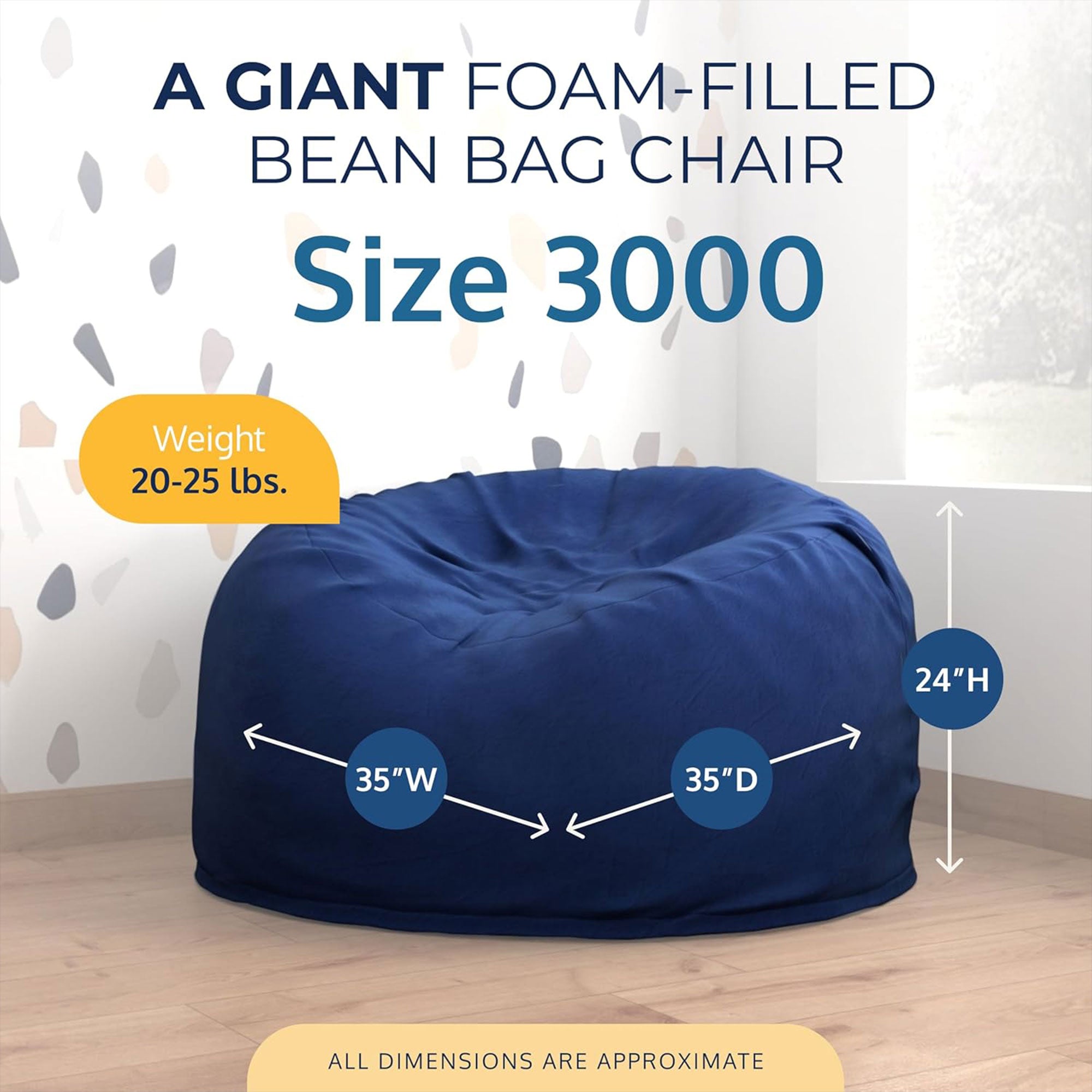 Ultimate Sack 3ft Bean Bag Chair, Indoor Lounger, Electric Blue Suede (Open Box)