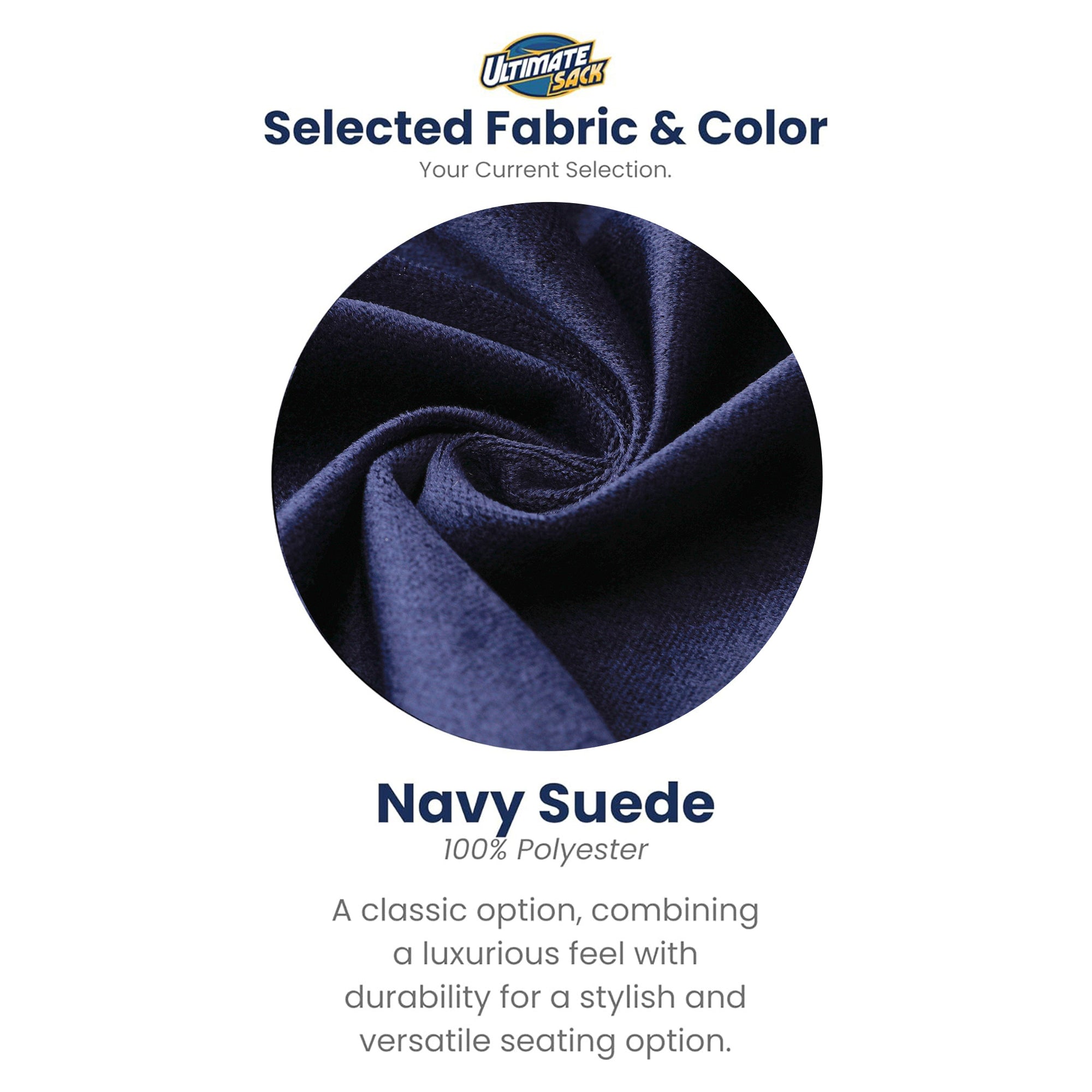 Ultimate Sack 4ft Bean Bag Chair, Oversized Indoor Comfy Lounger, Navy Suede - VMInnovations