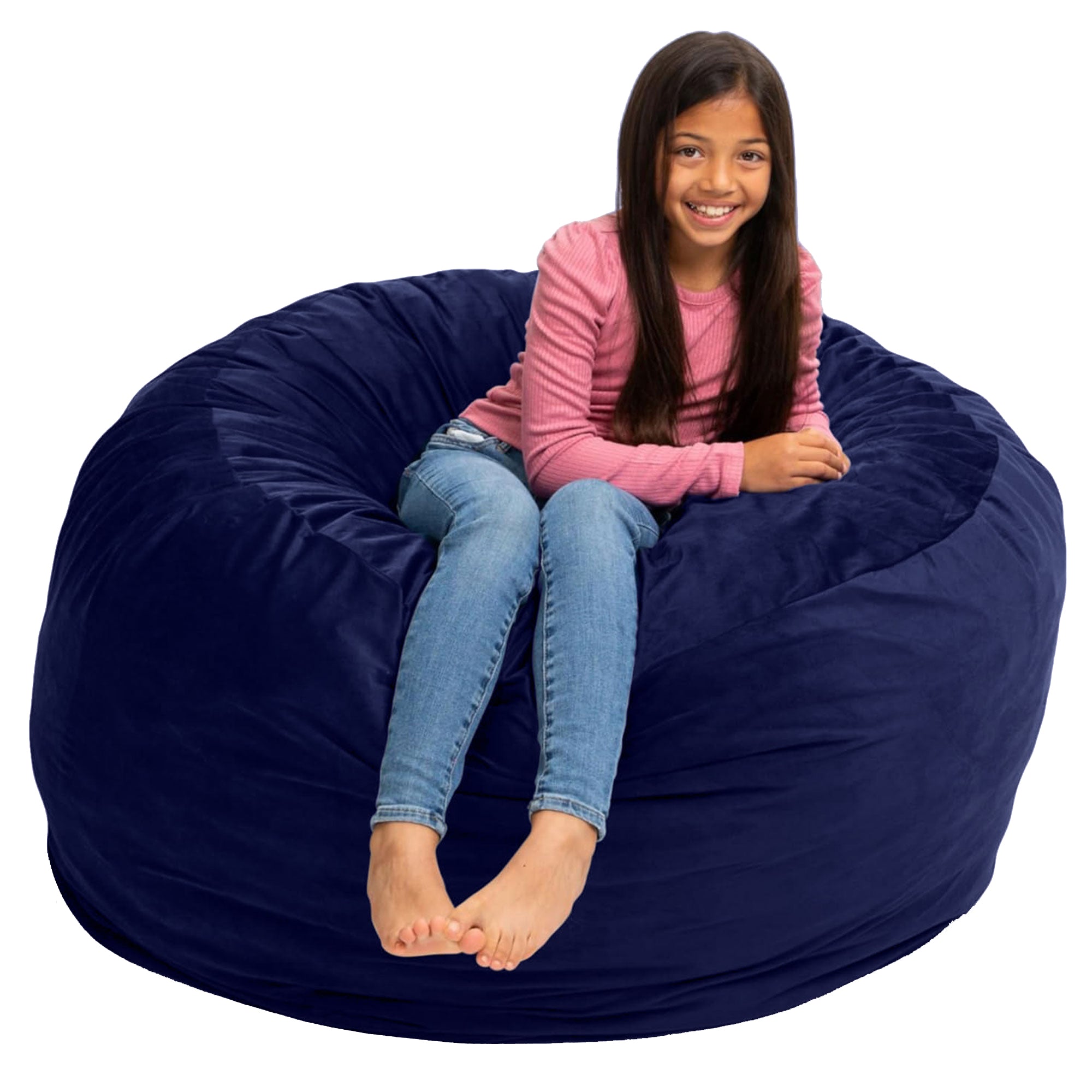 Ultimate Sack 4ft Bean Bag Chair, Oversized Indoor Comfy Lounger, Navy Suede - VMInnovations