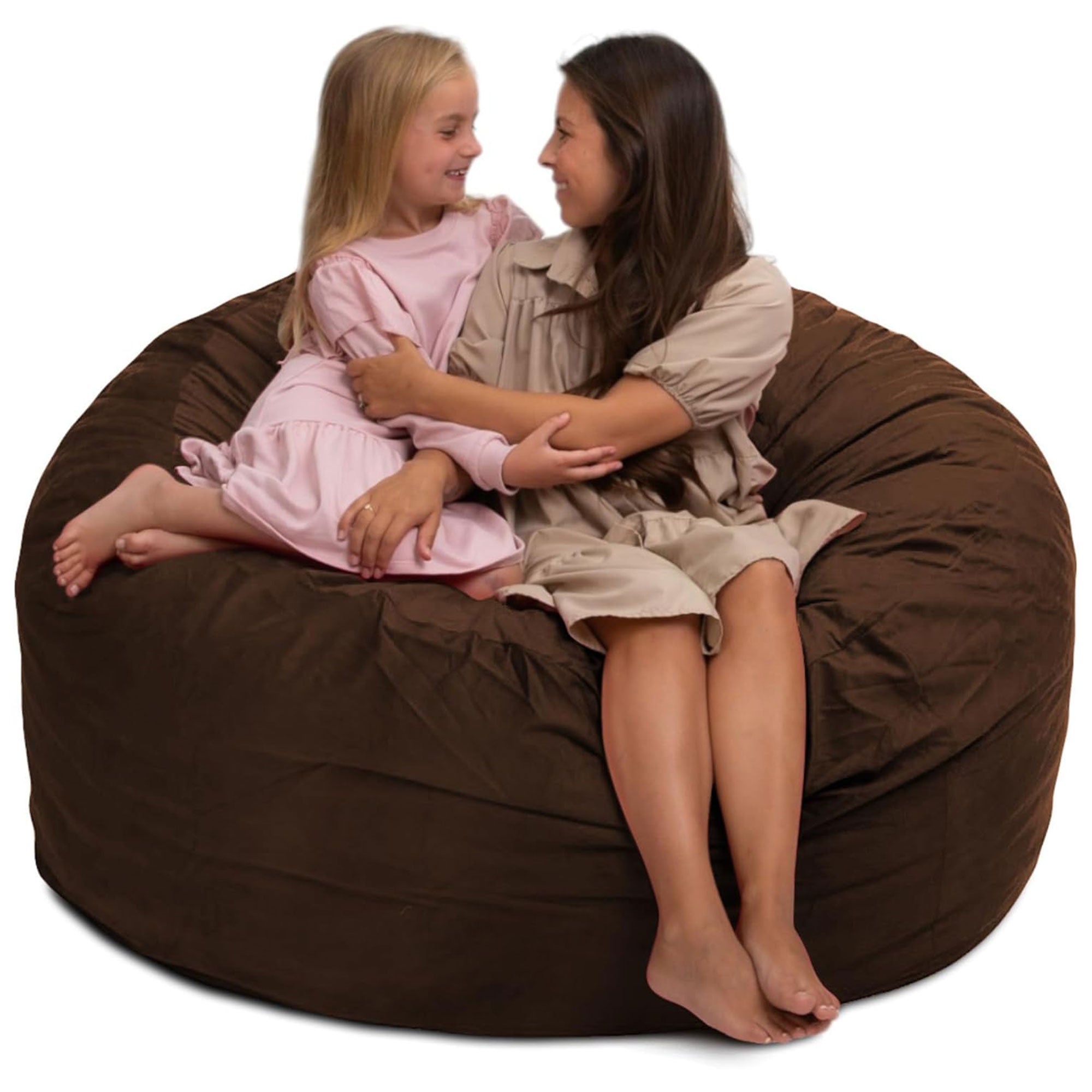 Ultimate Sack 5ft Bean Bag Chair, Oversized Indoor Comfy Lounger, Brown Suede - VMInnovations