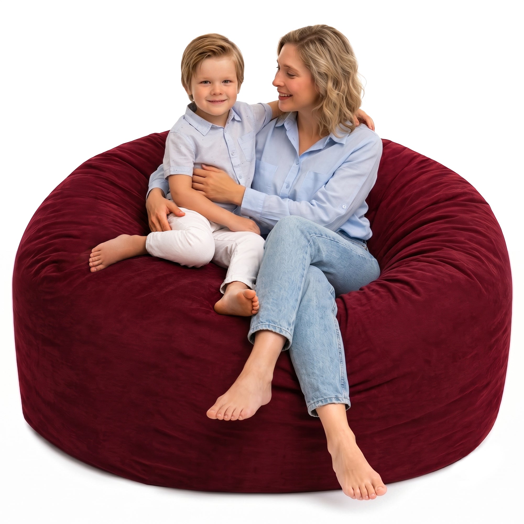 Ultimate Sack 5ft Bean Bag Chair, Oversized Indoor Comfy Lounger, Burgundy Suede - VMInnovations