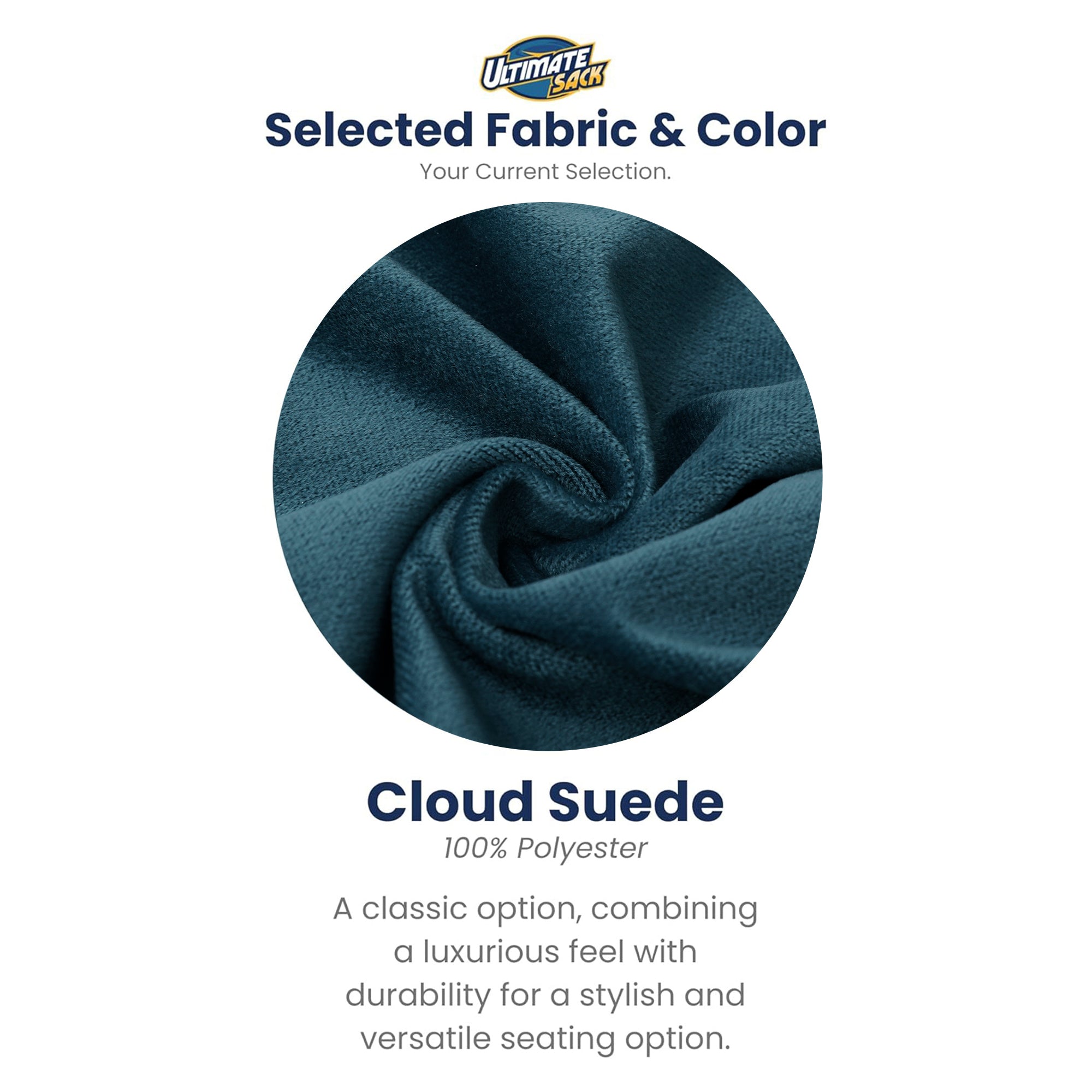 Ultimate Sack 5ft Bean Bag Chair, Oversized Indoor Comfy Lounger, Cloud Suede