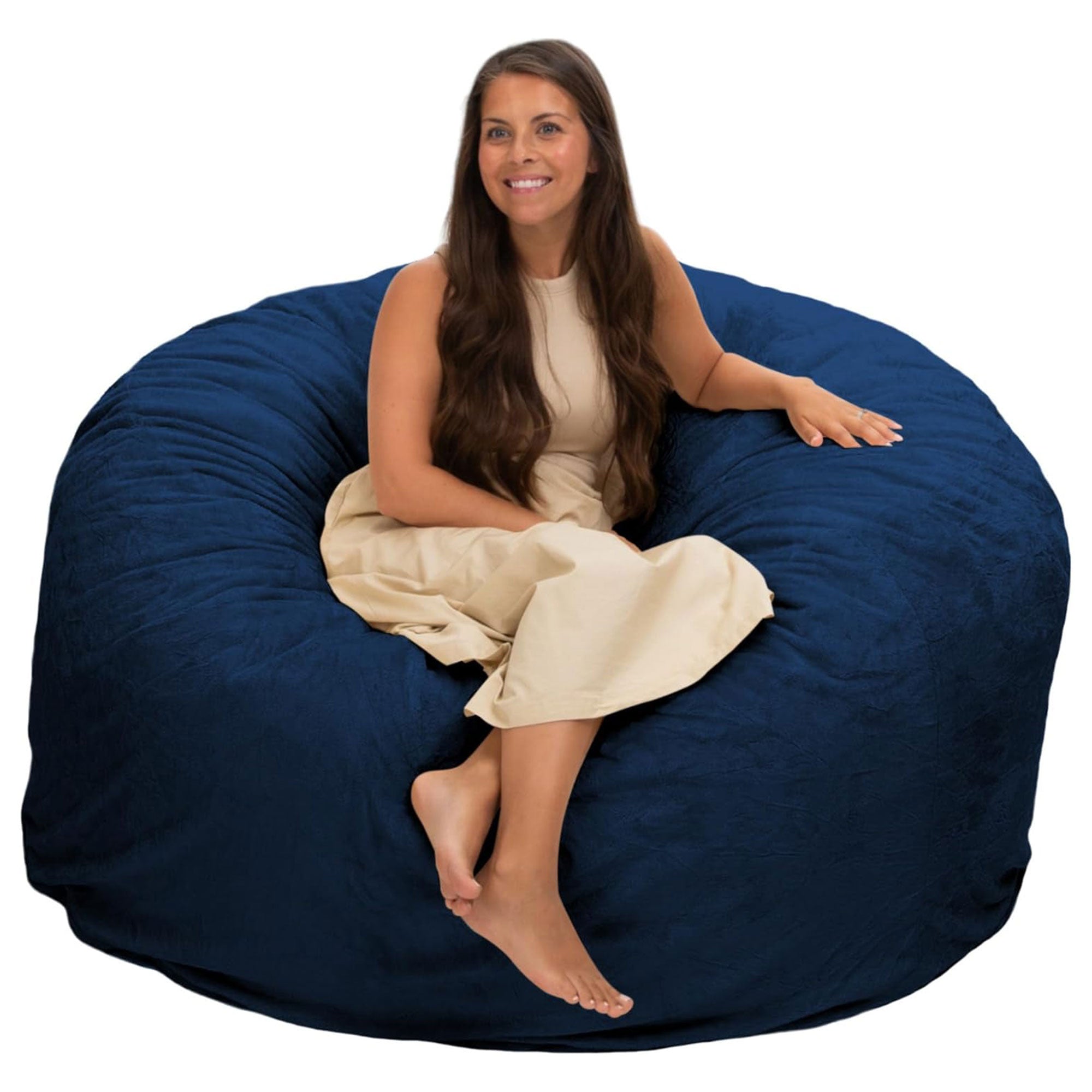 Ultimate Sack 5ft Bean Bag Chair, Oversized Indoor Comfy Lounger, Navy Suede - VMInnovations