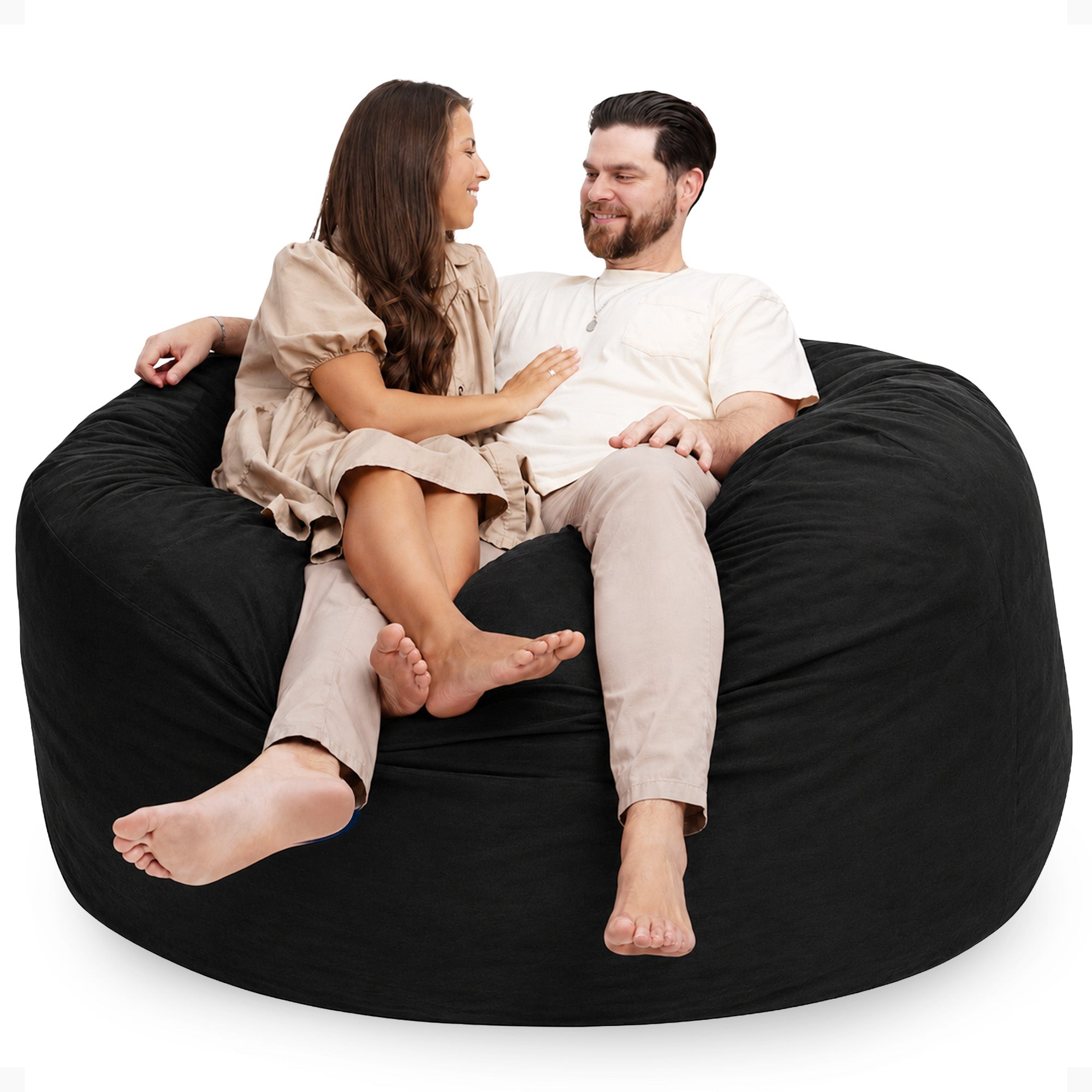 Ultimate Sack 6ft Bean Bag Chair, Oversized Indoor Comfy Lounger, Black Suede - VMInnovations