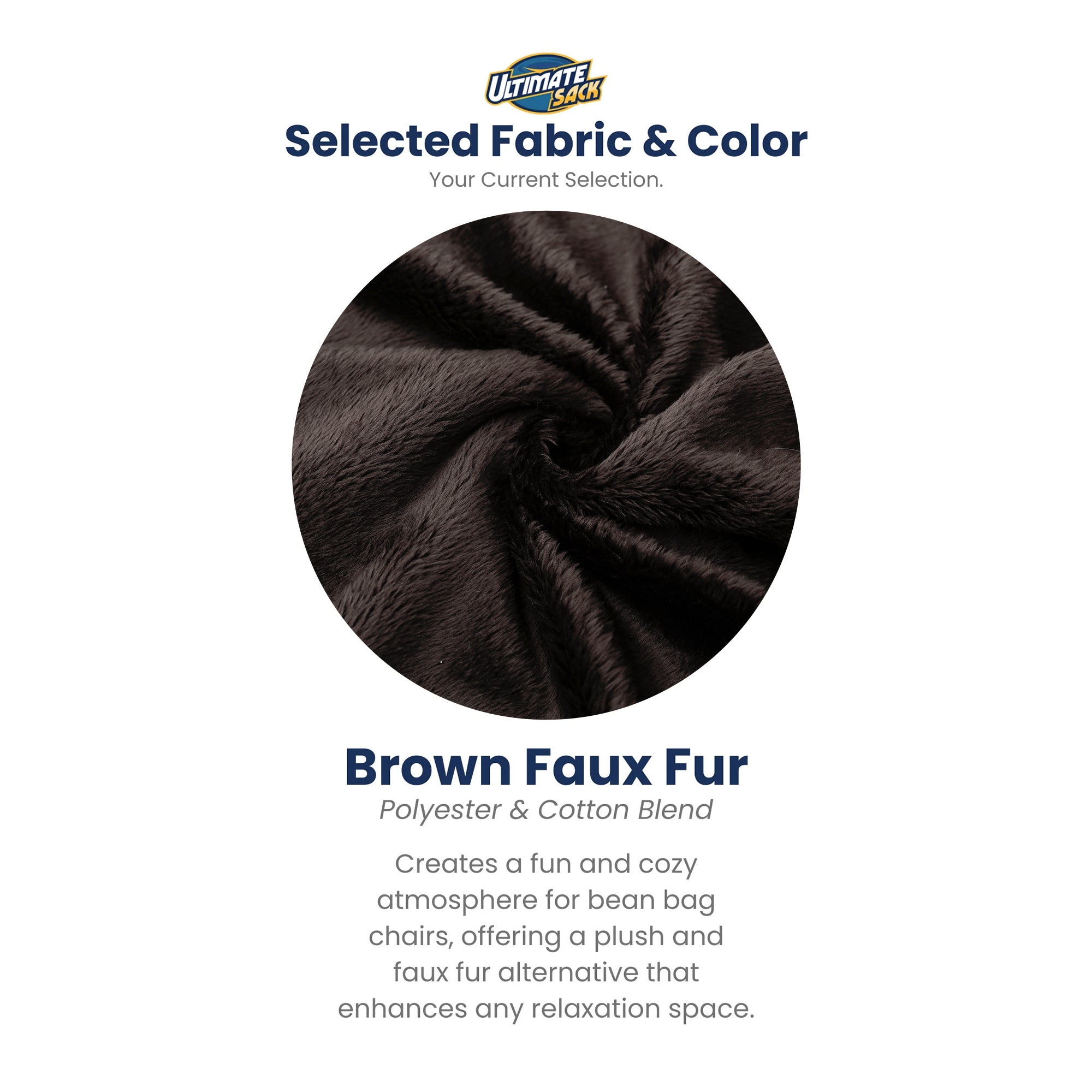 Ultimate Sack 6 Foot Foam Filled Washable Fur Covered Bean Bag Chair, Brown