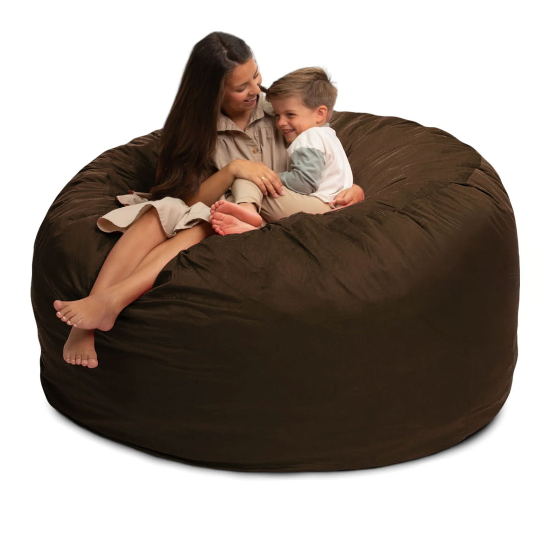 Ultimate Sack 6ft Bean Bag Chair, Oversized Indoor Comfy Lounger, Brown Suede
