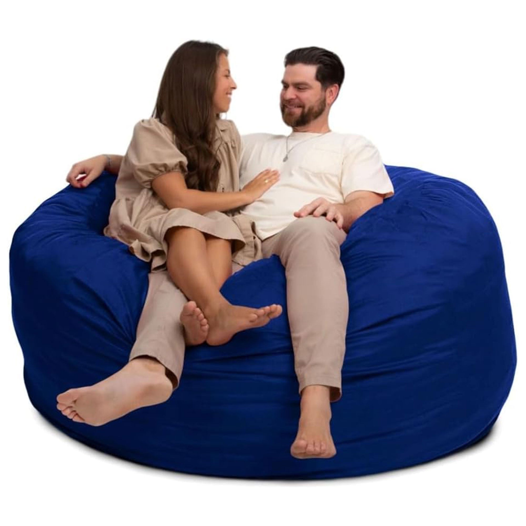 Ultimate Sack 6 Ft Foam Fill Washable Suede Cover Bean Bag Chair, Electric Blue