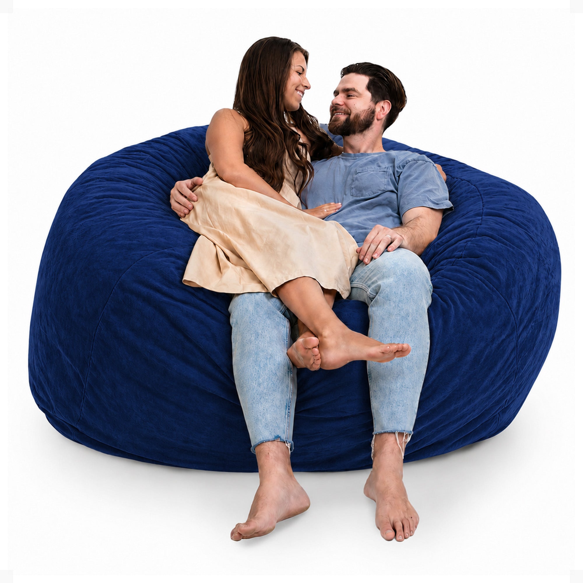 Ultimate Sack 6 Ft Foam Fill Washable Suede Cover Bean Bag Chair, Electric Blue - VMInnovations