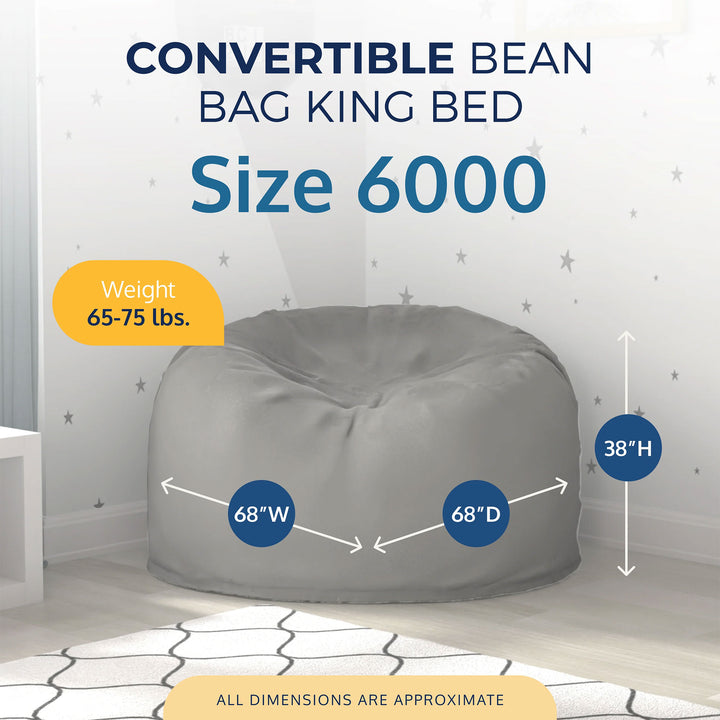 Ultimate Sack 6ft Bean Bag Chair, Oversized Indoor Comfy Lounger, Ivory Fur