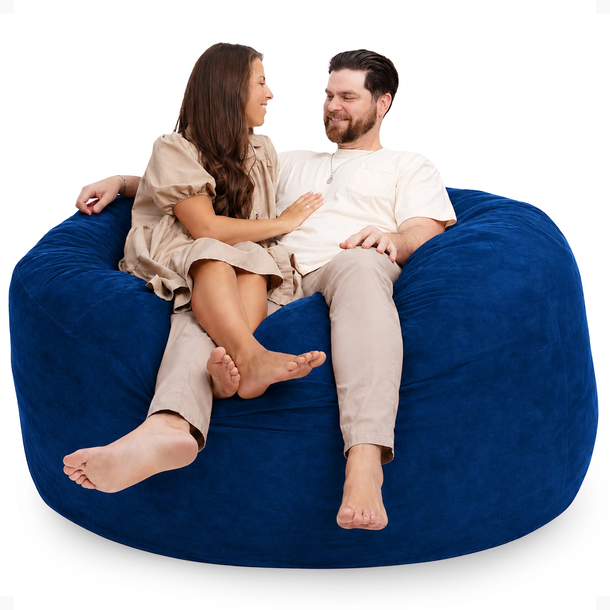 Ultimate Sack 6ft Bean Bag Chair, Oversized Indoor Comfy Lounger, Navy Suede