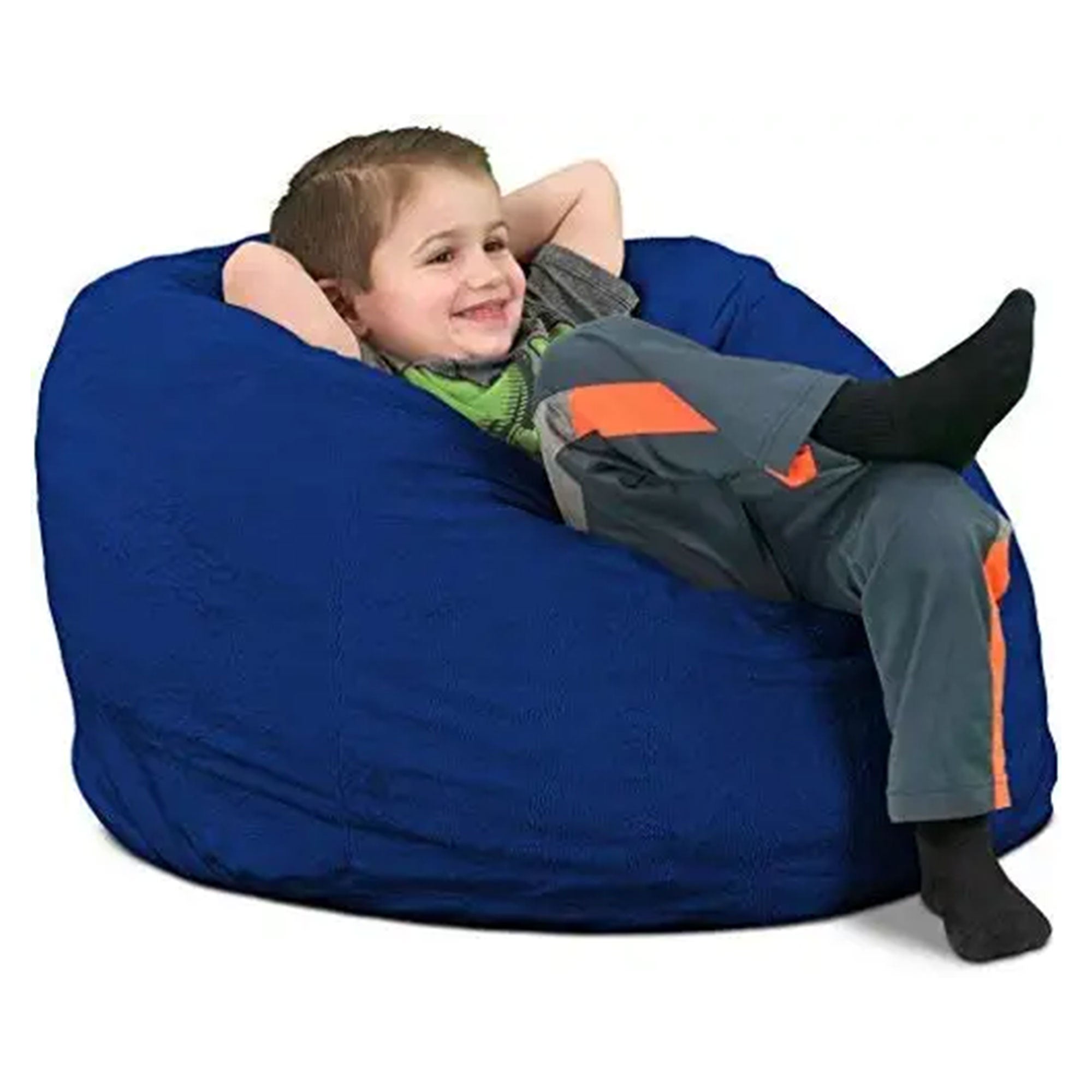 Ultimate Sack Kids Bean Bag Chair, Oversized Indoor Comfy Lounger, Blue Suede - VMInnovations