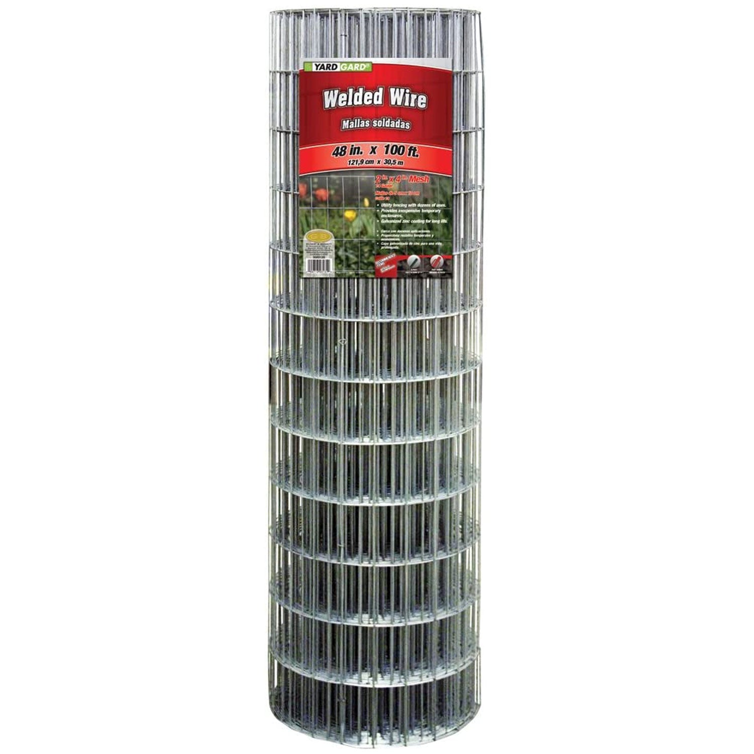 YardGard 4' x 100' Rectangular Mesh Poultry Netting Garden Fence, Silver (Used)