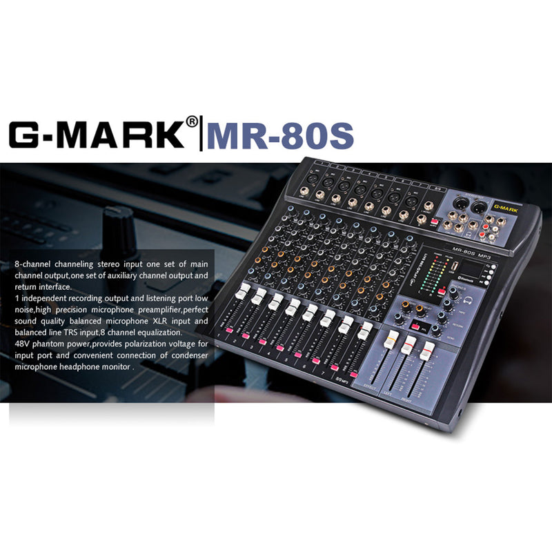Professional Stage 8 Channel Audio Mixer Console with MP3 Player (Used)