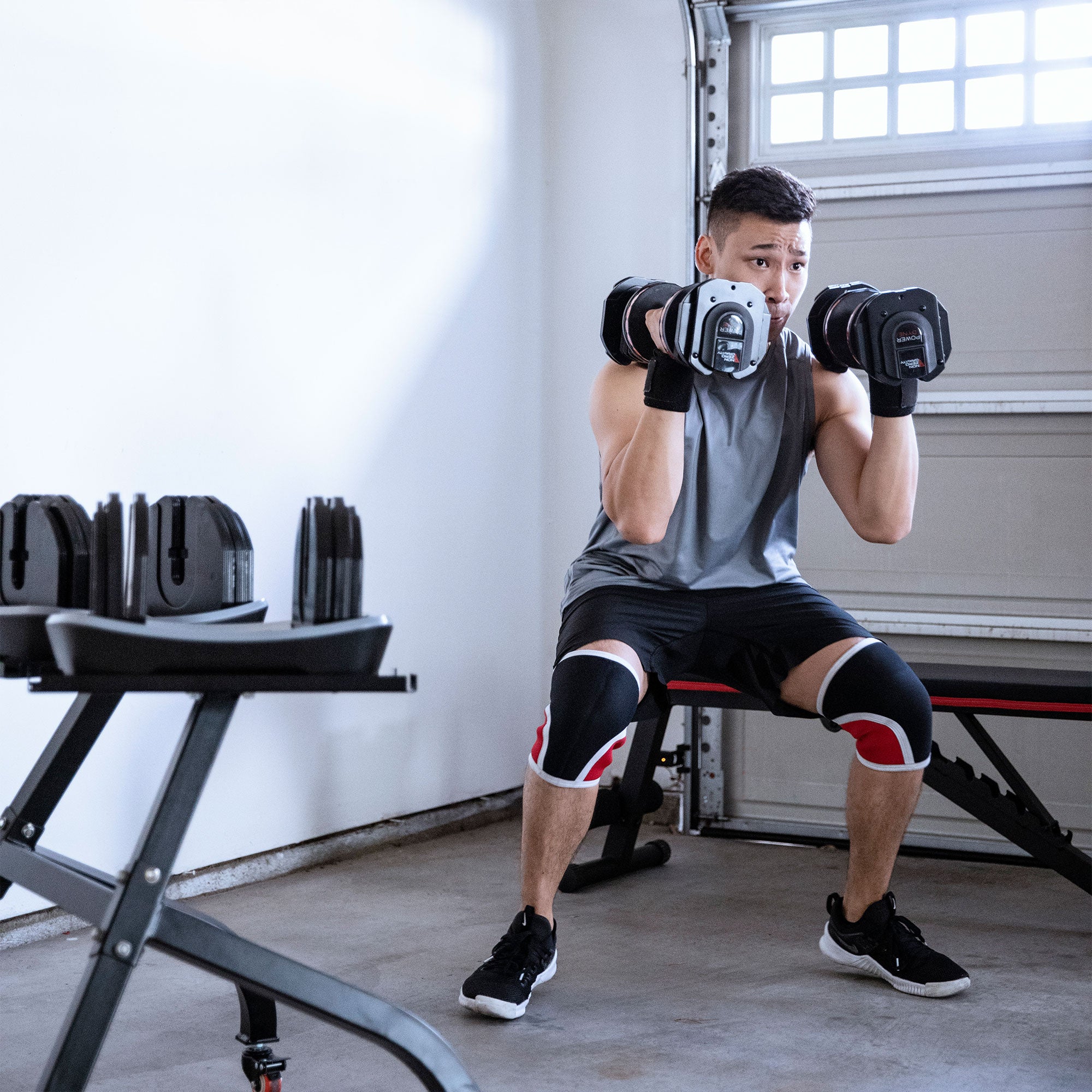 Nonzero Gravity PowerDyne Adjustable Iron Dumbbell Weights, 80 Pounds, Coal