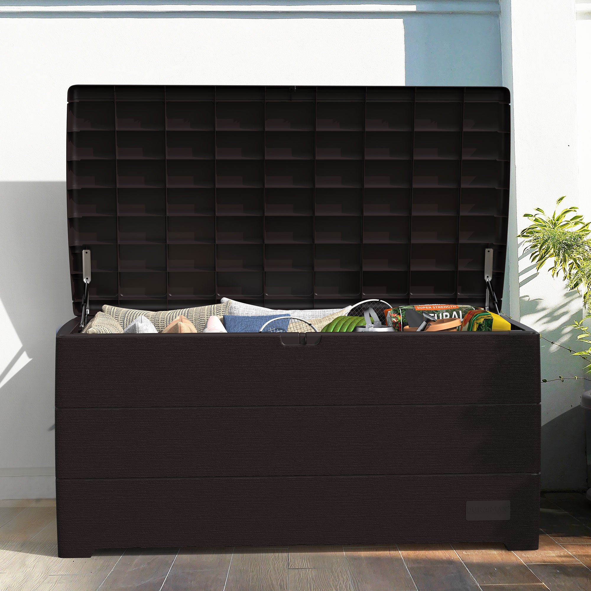 Duramax CedarGrain Durabox 110 Gal Outdoor Deck & Garden Storage Bench, Brown - VMInnovations