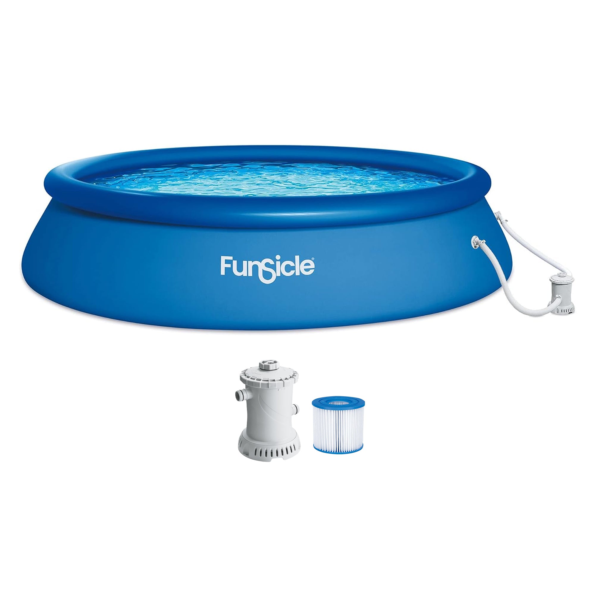 Funsicle 15' x 36" QuickSet Inflatable Ring Top Outdoor Above Ground Pool w/Pump