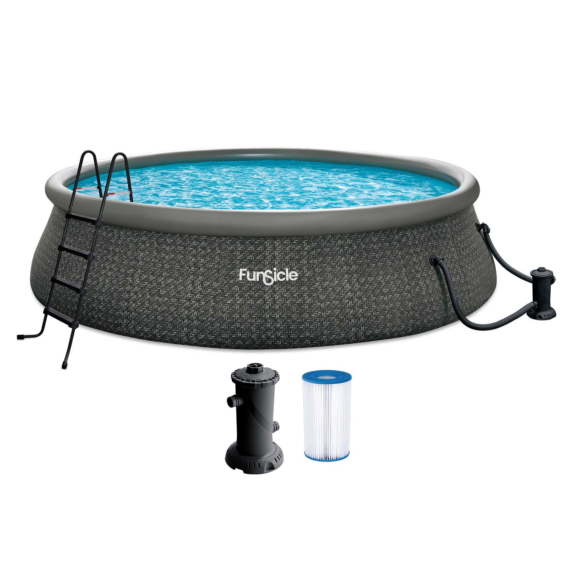 Funsicle 18' x 48" QuickSet Inflatable Ring Top Outdoor Above Ground Pool w/Pump