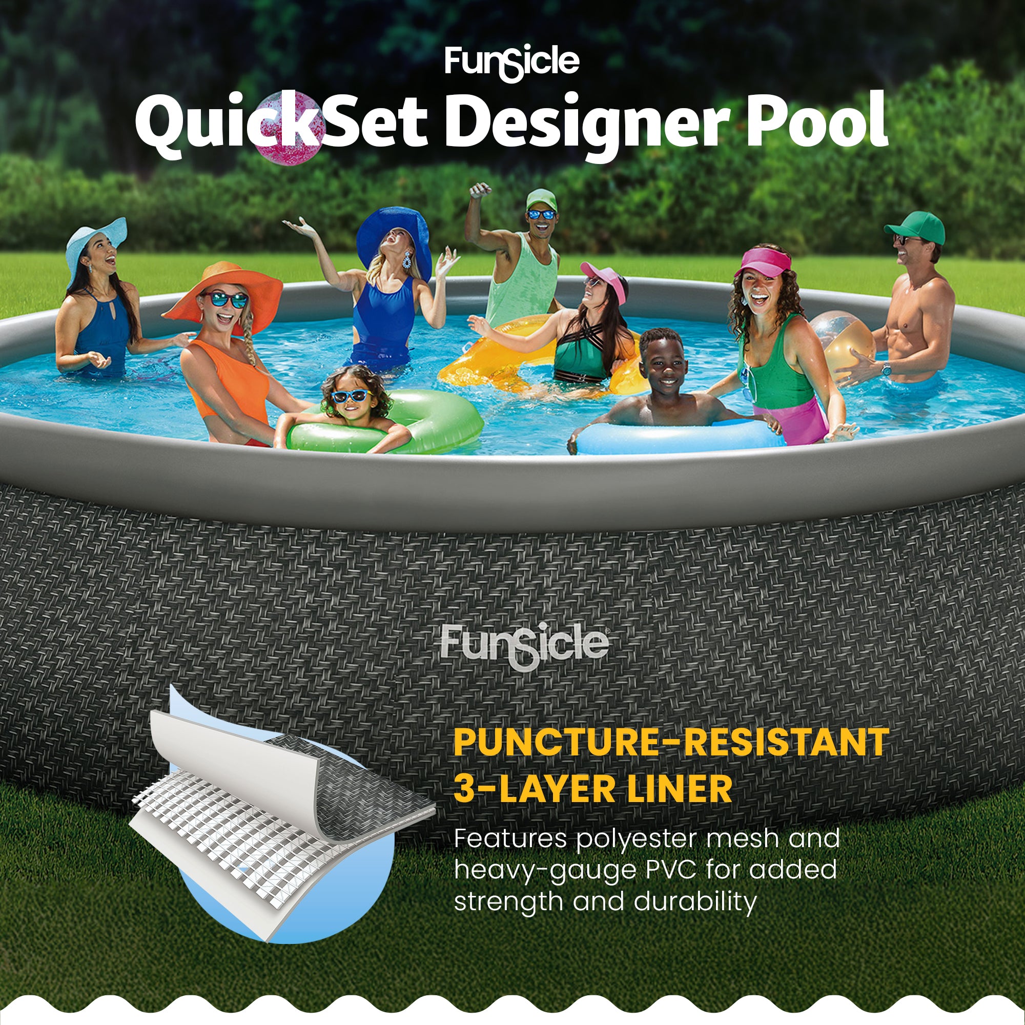 Funsicle 18' x 48" QuickSet Inflatable Ring Top Outdoor Above Ground Pool w/Pump