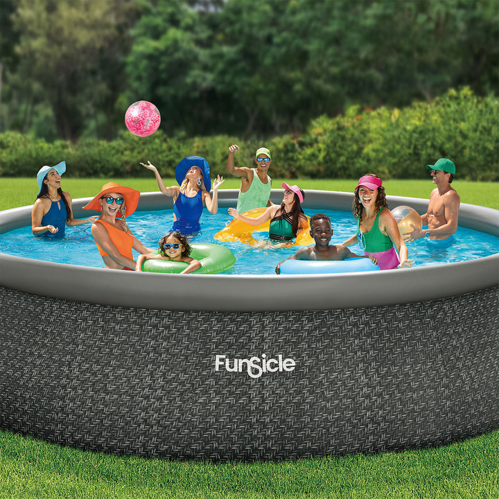 Funsicle 18' x 48" QuickSet Ring Top Above Ground Swimming Pool, Herringbone - VMInnovations