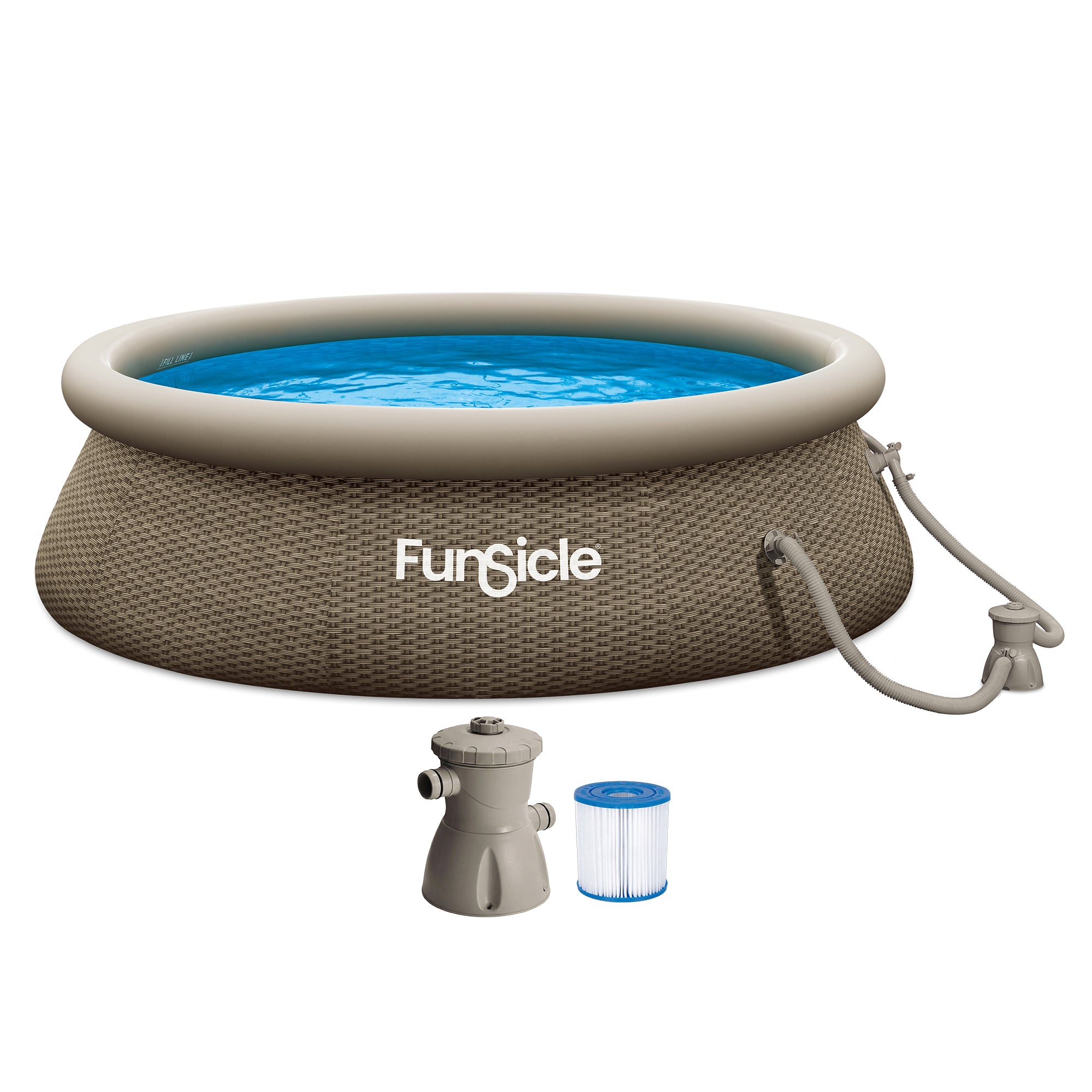 Funsicle 10' x 30" QuickSet Ring Top Above Ground Swimming Pool, Basketweave - VMInnovations