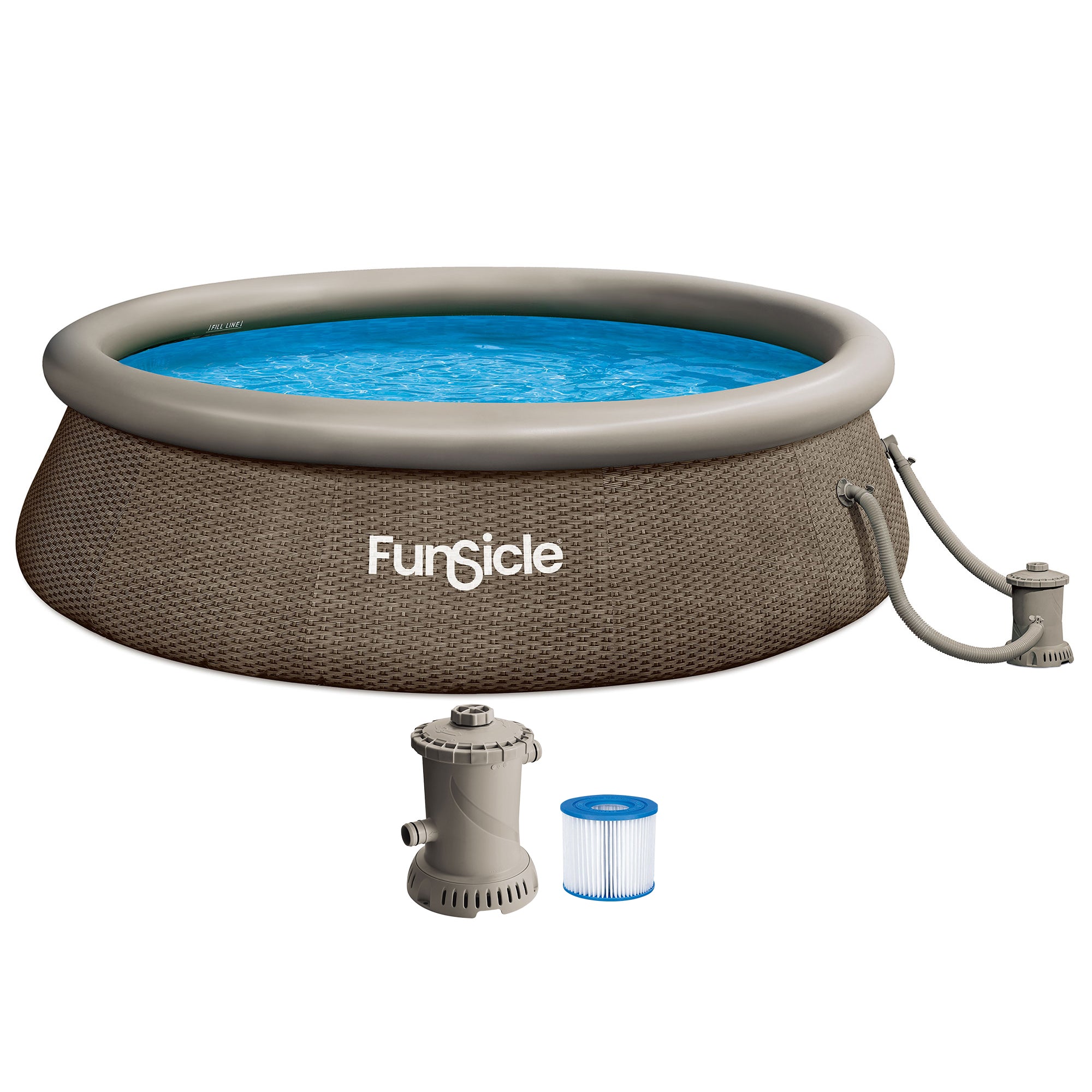 12' x 36" QuickSet Ring Top Above Ground Swimming Pool, Basketweave (For Parts)