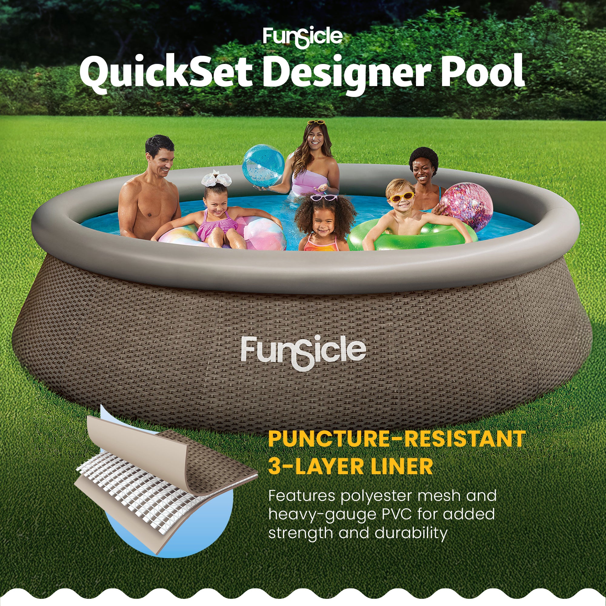 12' x 36" QuickSet Ring Top Above Ground Swimming Pool, Basketweave (For Parts)